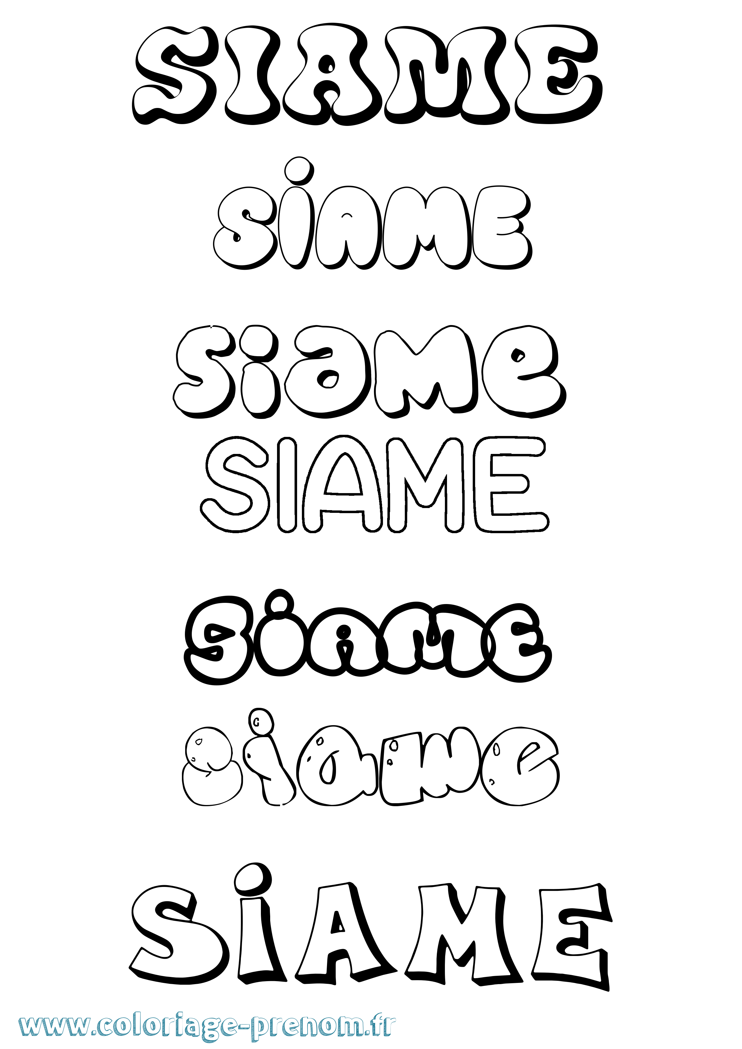 Coloriage Siame Bubble Coloriage prénom Siame Bubble