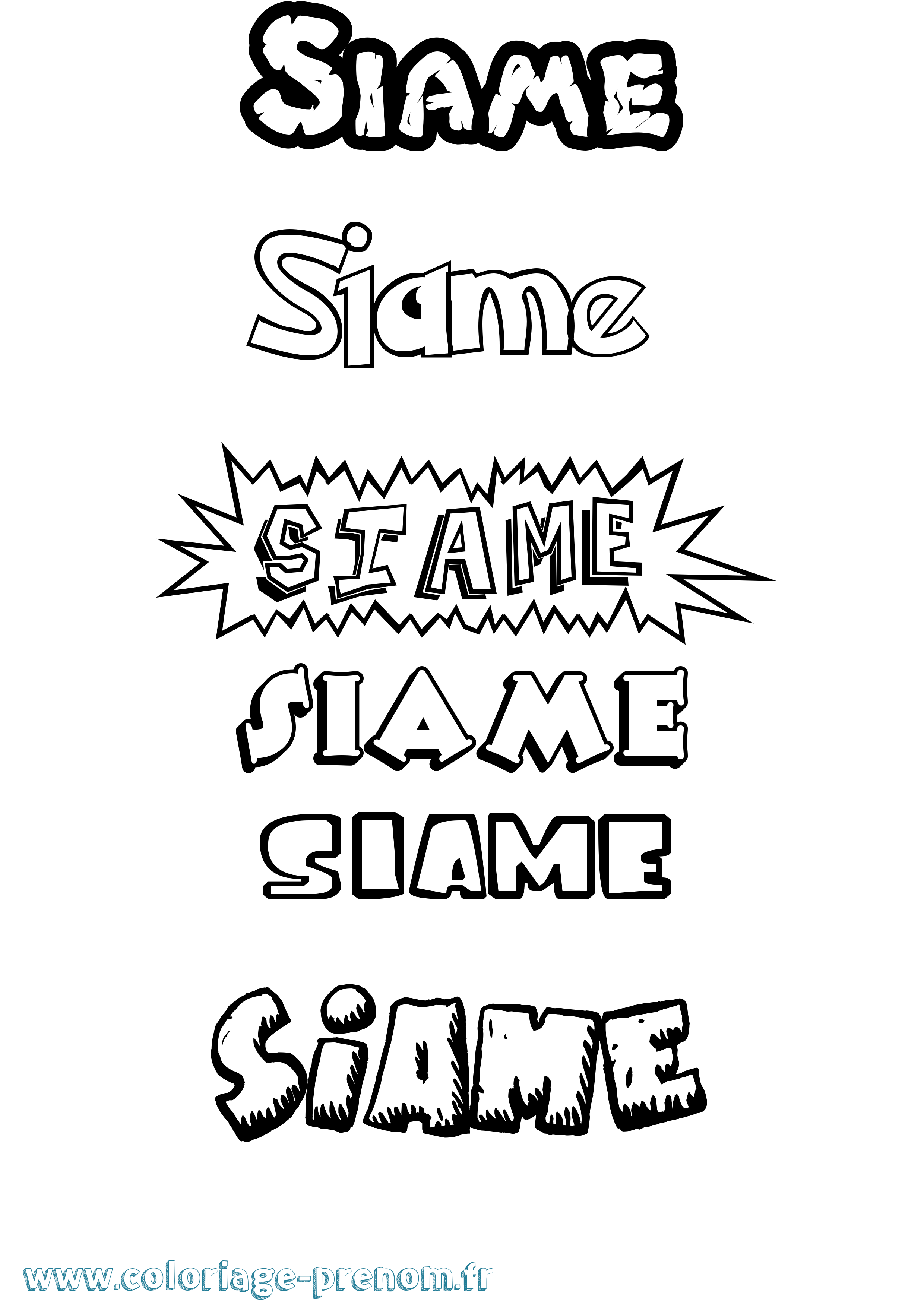 Coloriage Siame Dessin Animé Coloriage prénom Siame Dessin Animé
