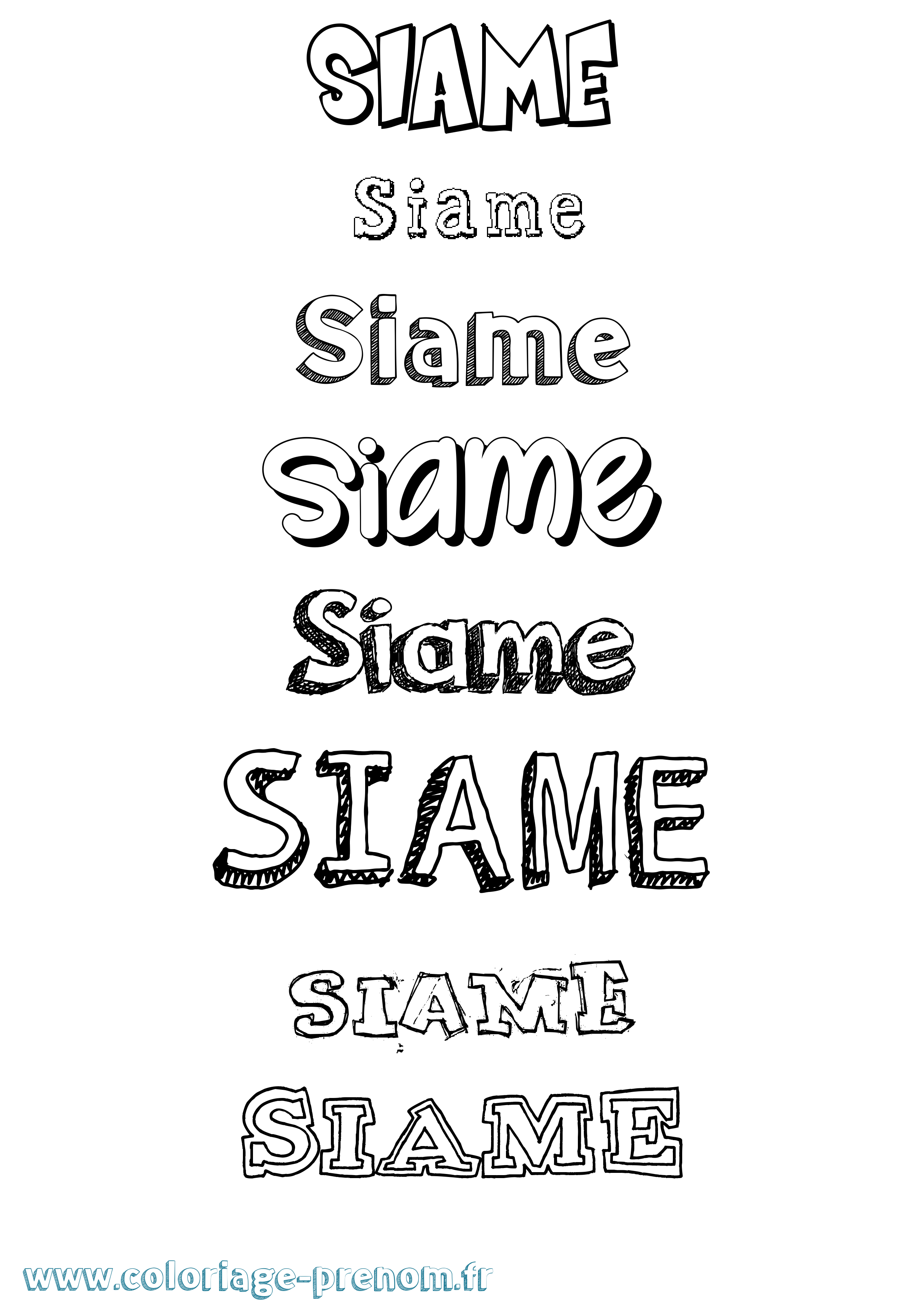 Coloriage Siame Dessiné Coloriage prénom Siame Dessiné