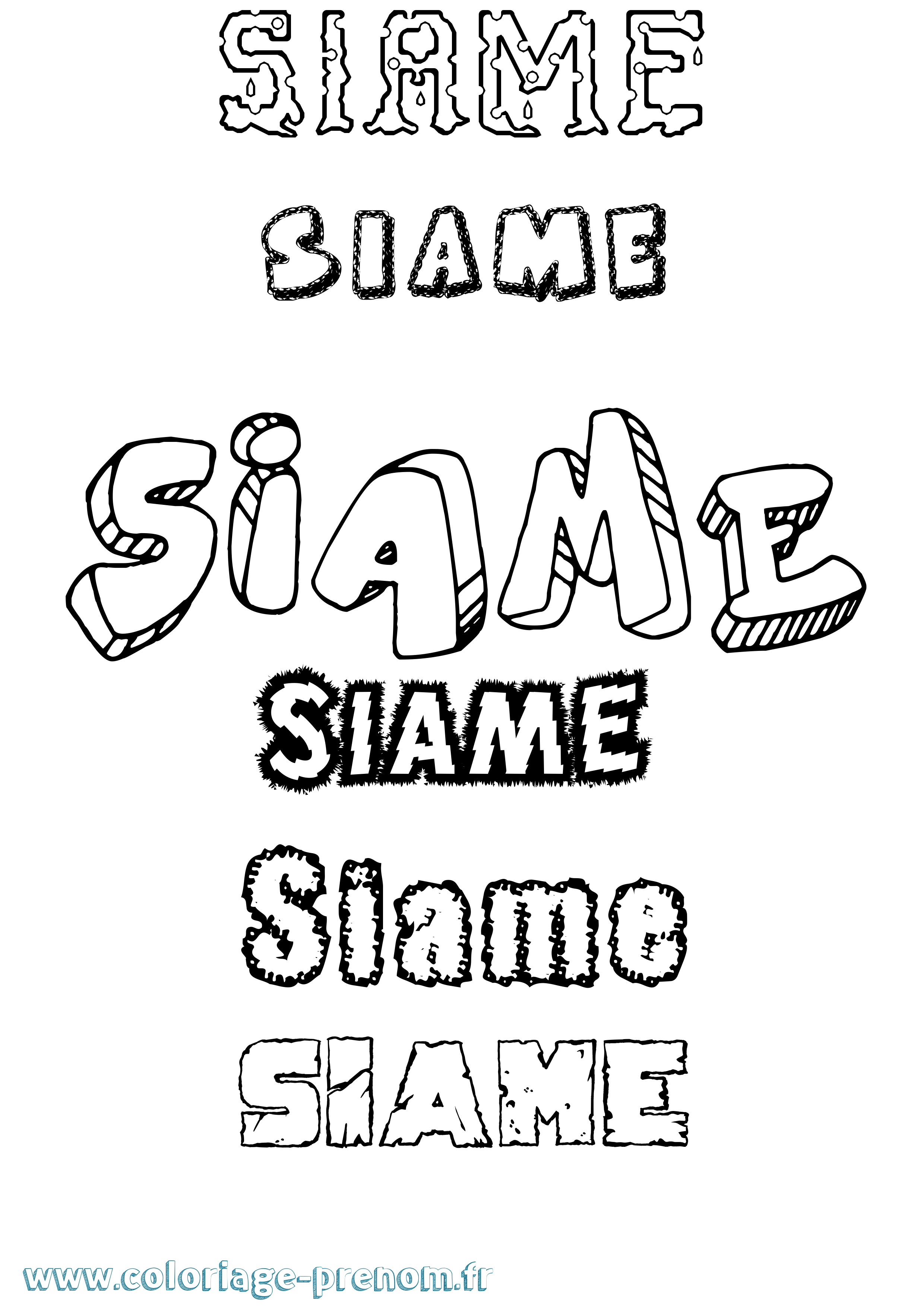 Coloriage Siame Destructuré Coloriage prénom Siame Destructuré