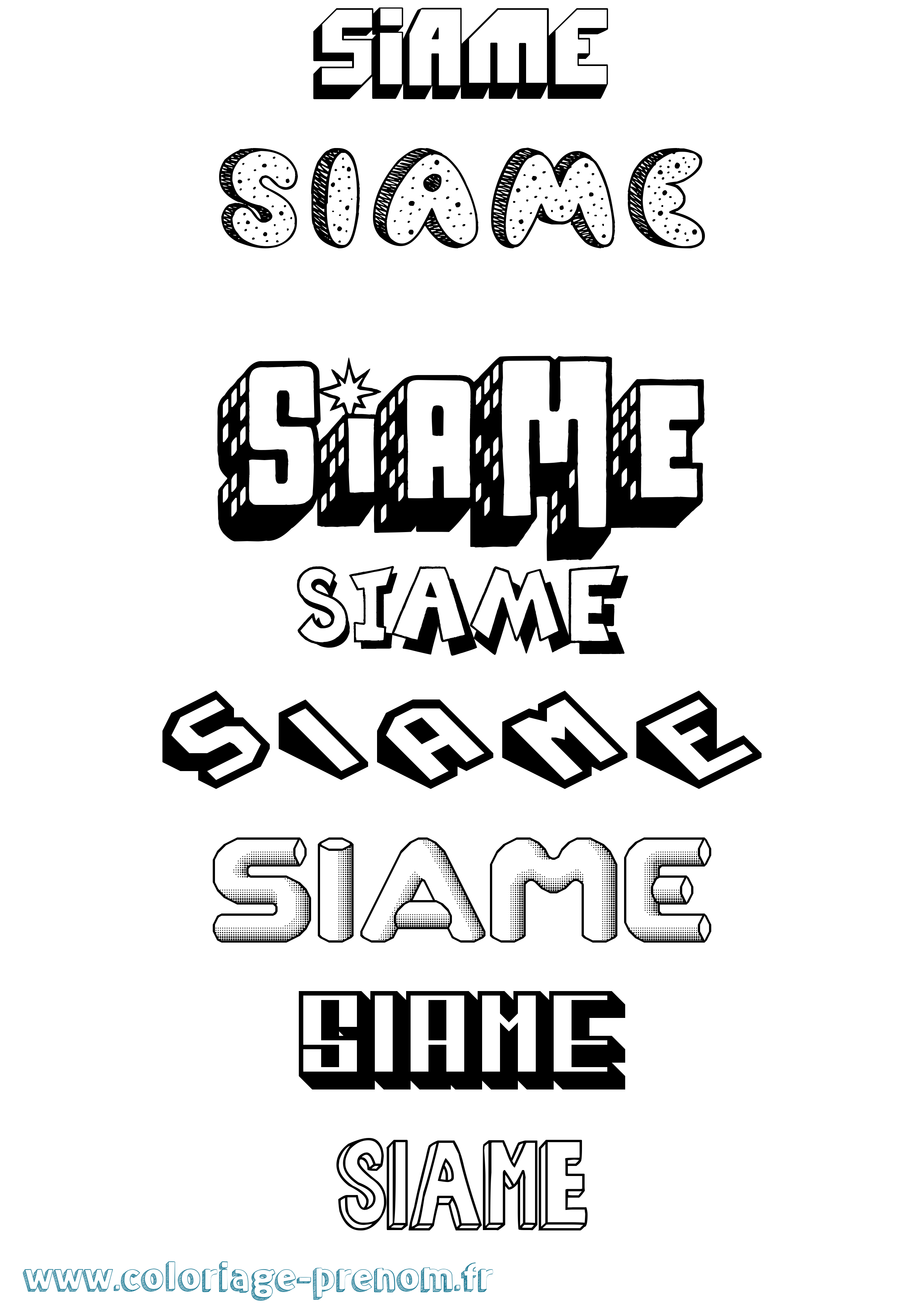 Coloriage Siame Effet 3D Coloriage prénom Siame Effet 3D