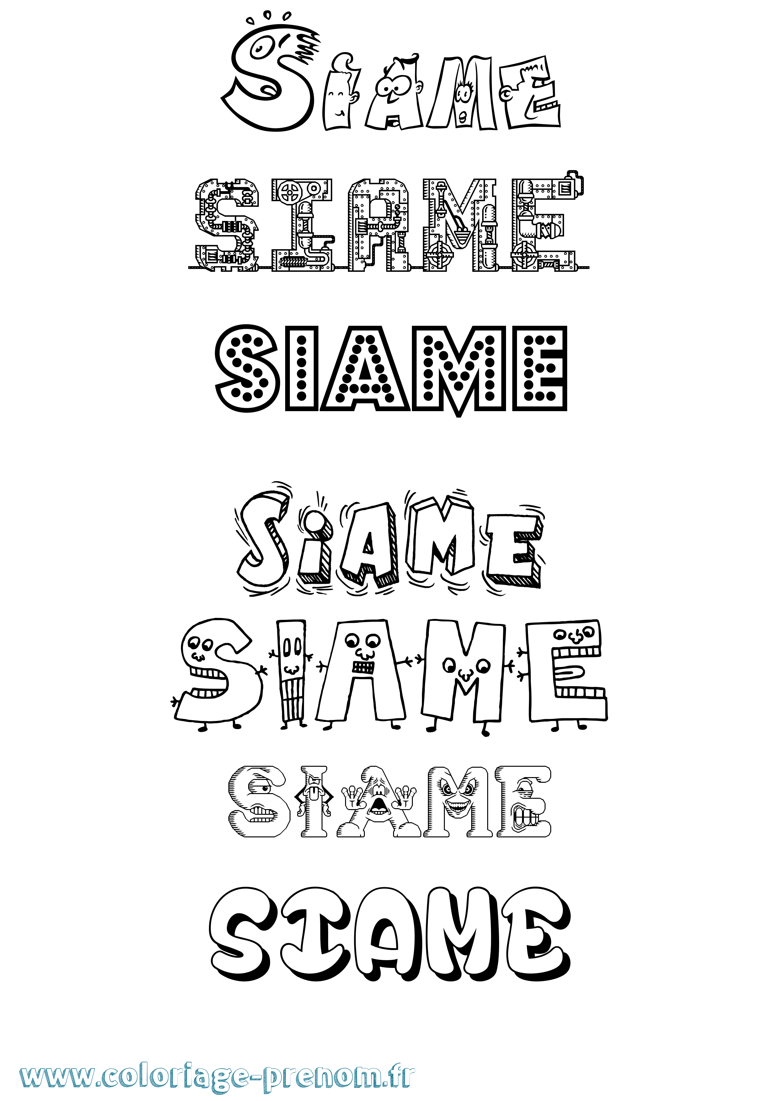 Coloriage Siame Fun Coloriage prénom Siame Fun