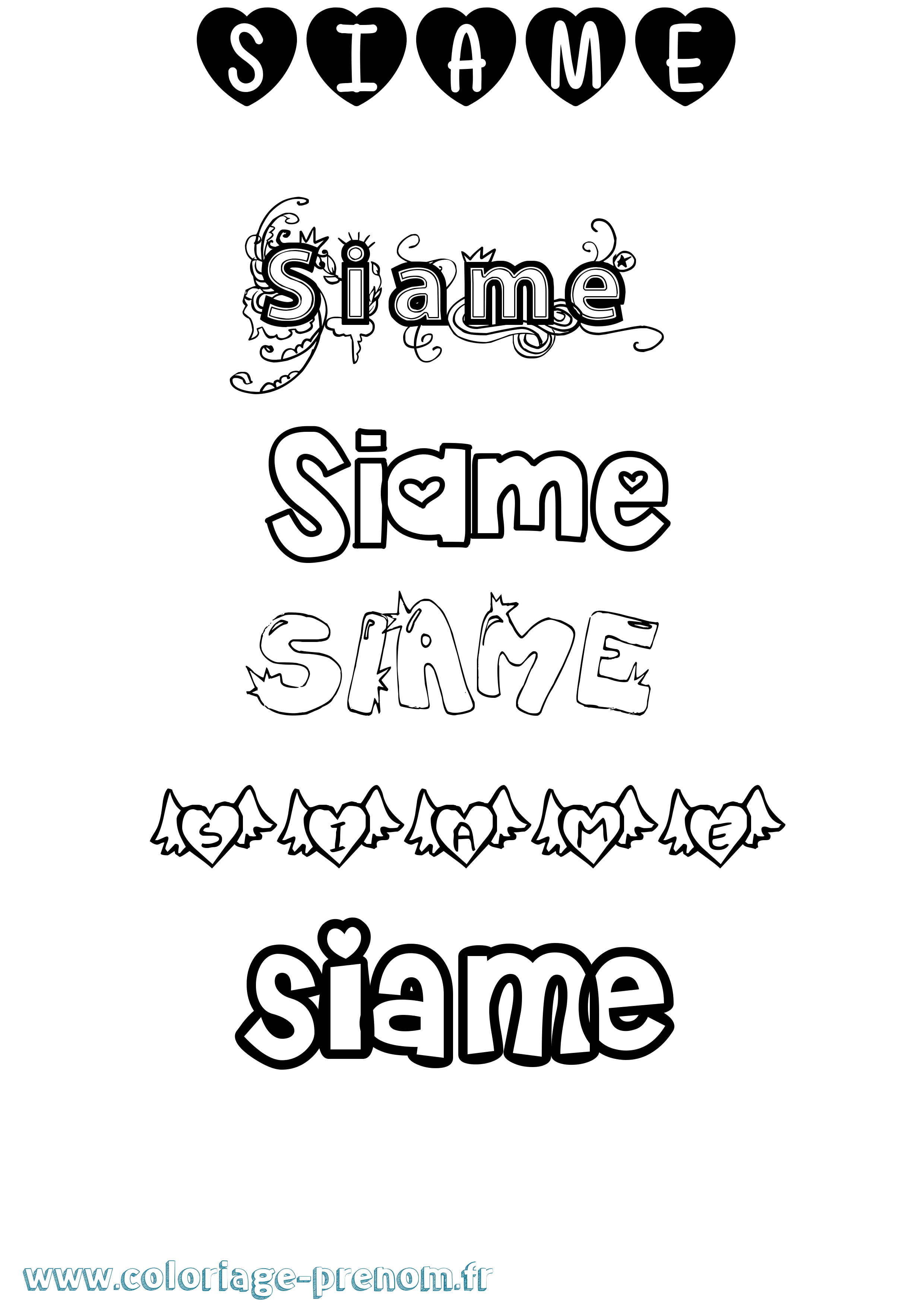 Coloriage Siame Girly Coloriage prénom Siame Girly