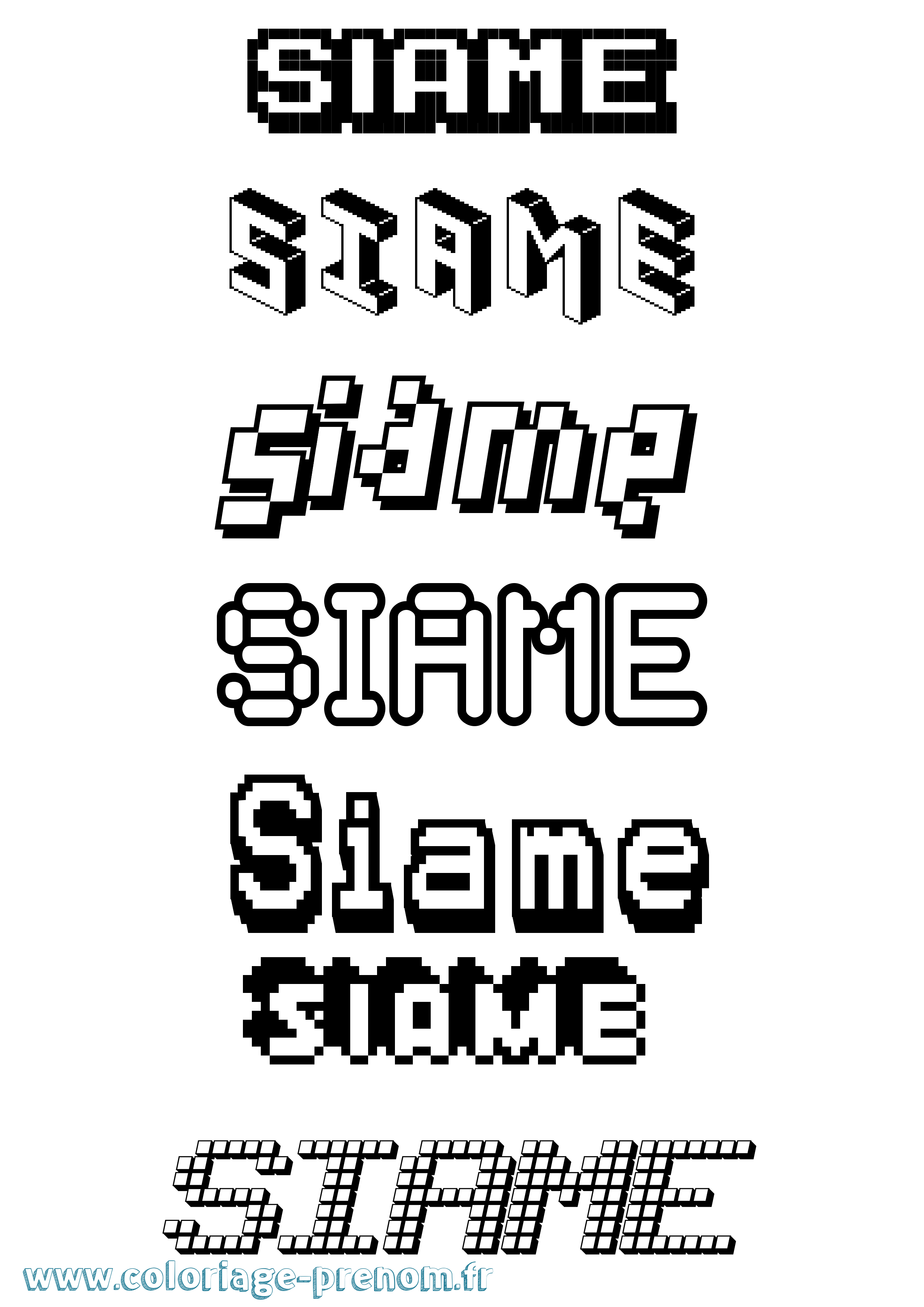 Coloriage Siame Pixel Coloriage prénom Siame Pixel