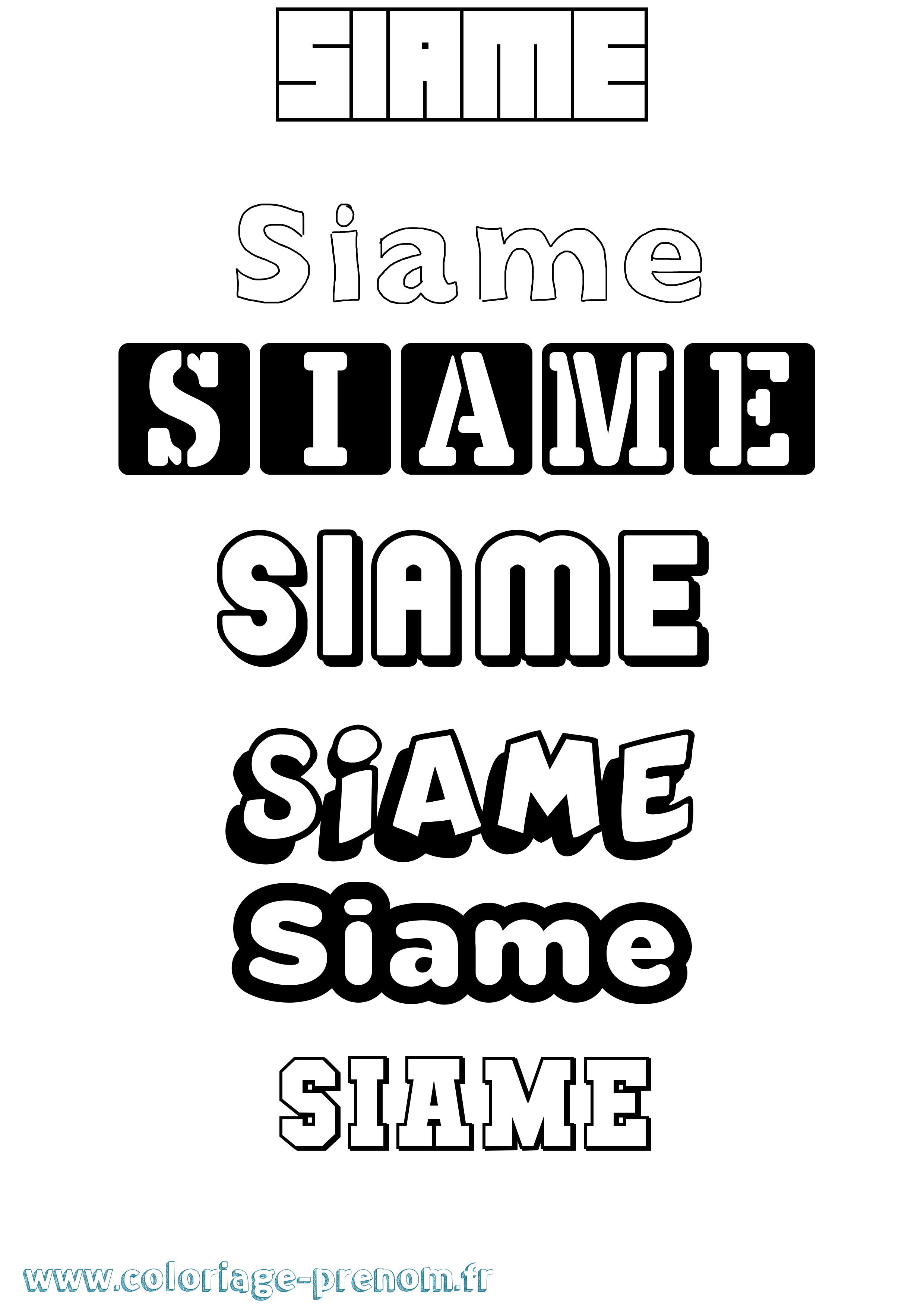 Coloriage Siame Simple Coloriage prénom Siame Simple