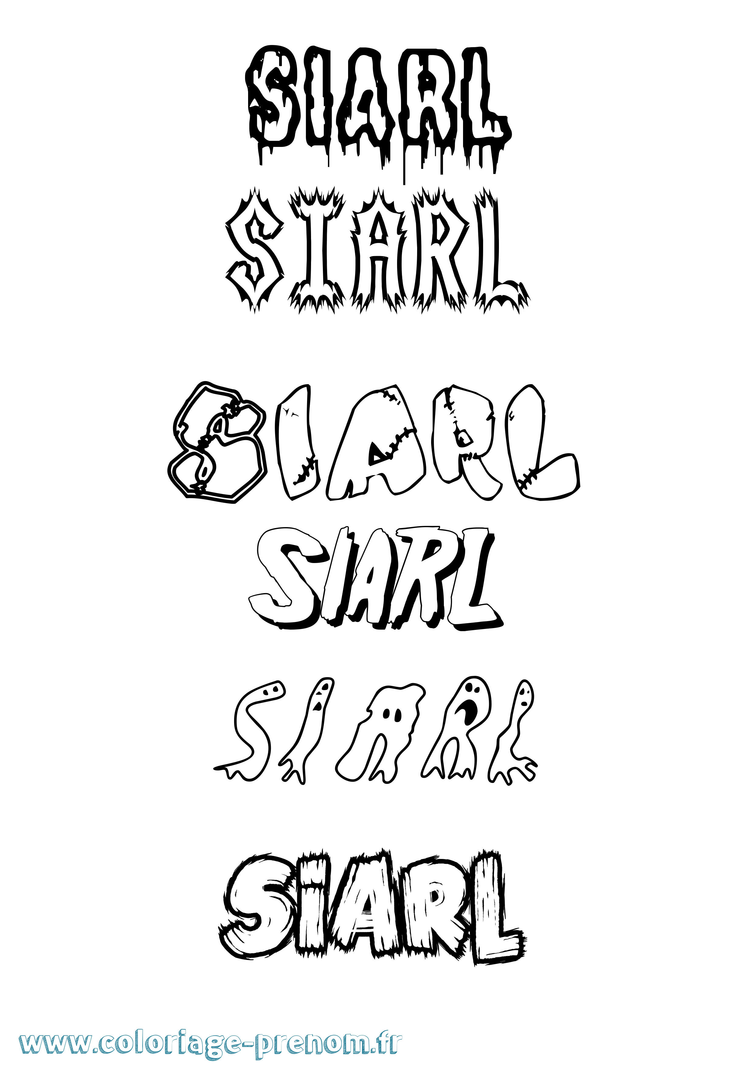 Coloriage Siarl Frisson Coloriage prénom Siarl Frisson