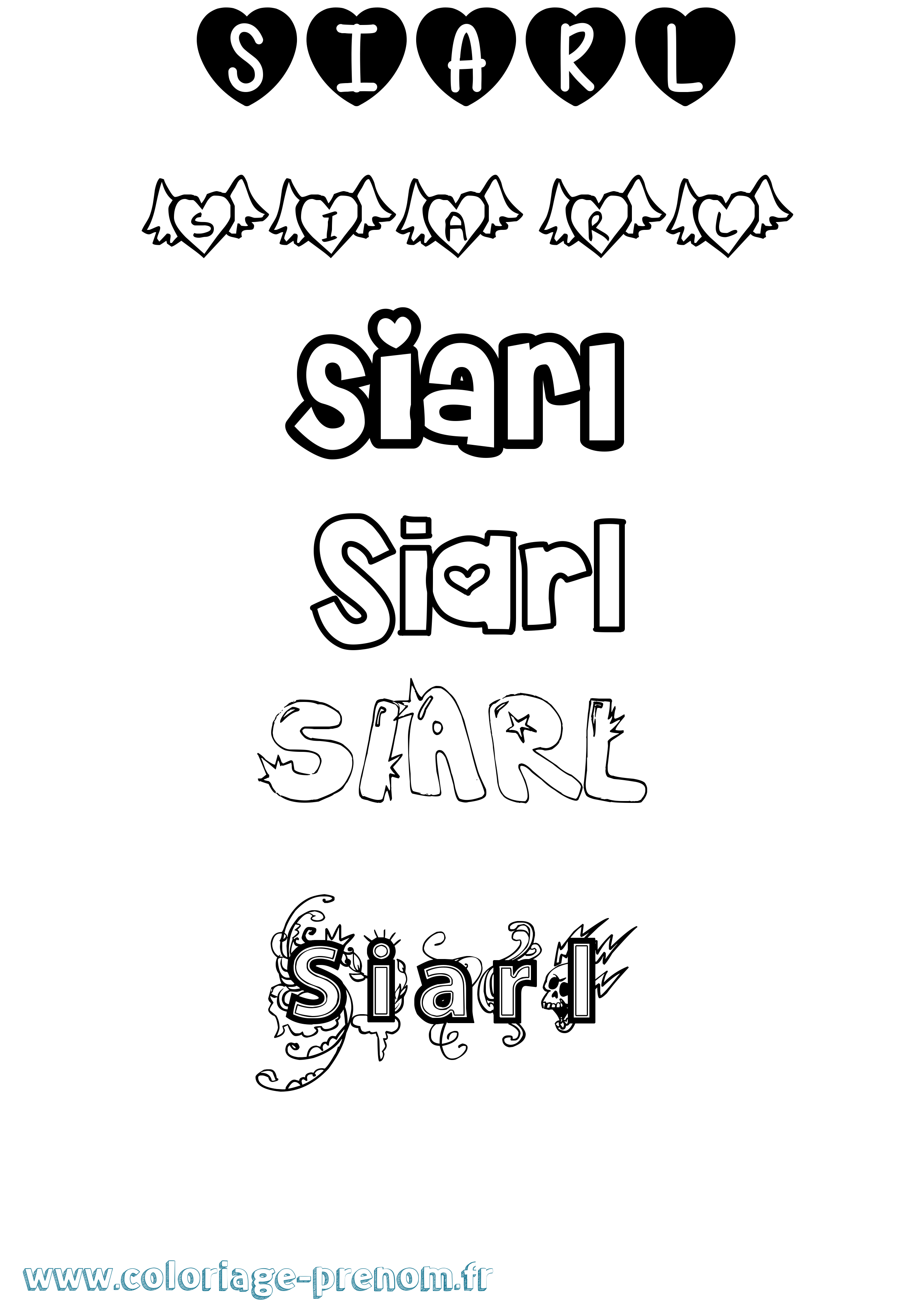 Coloriage Siarl Girly Coloriage prénom Siarl Girly