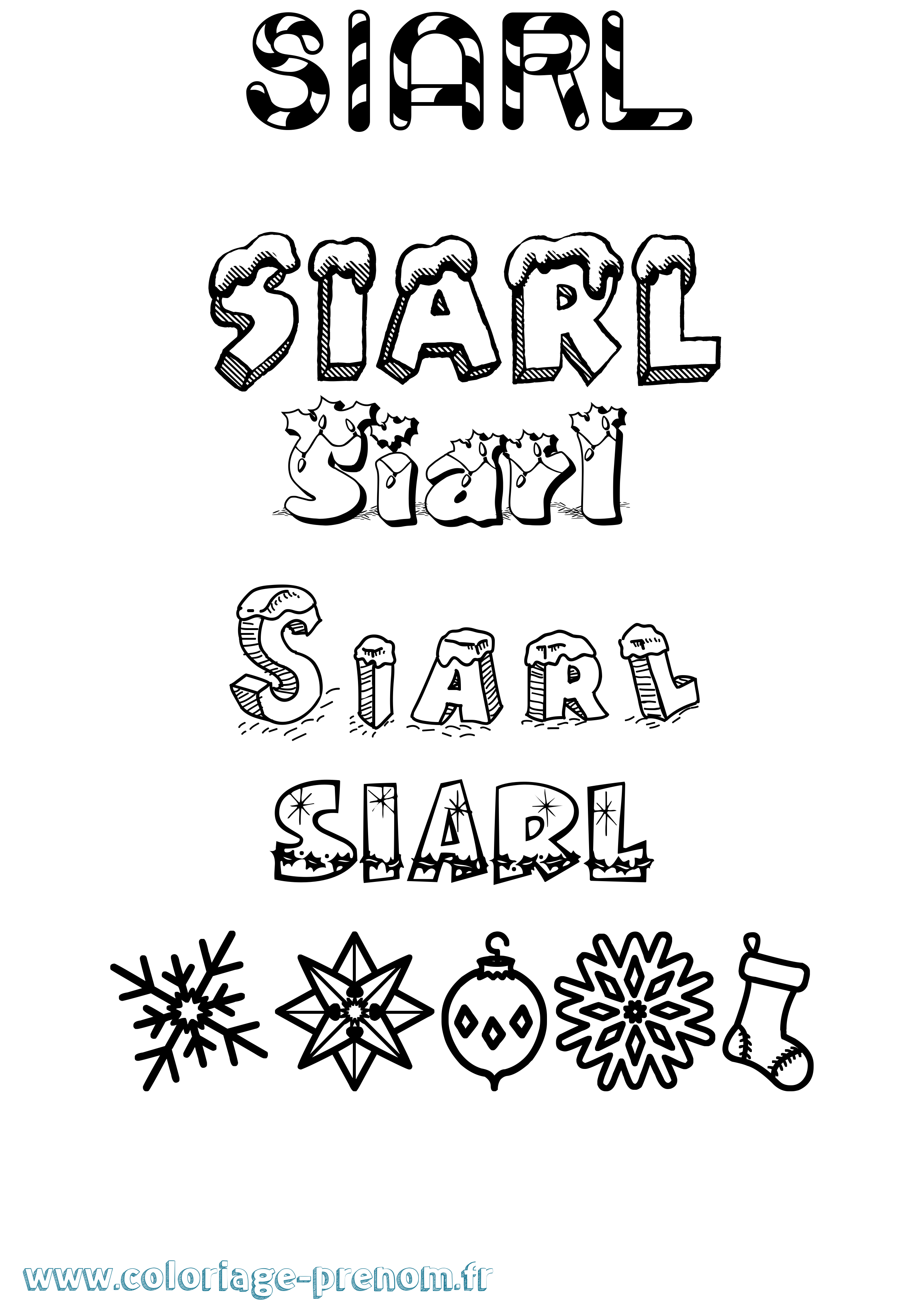 Coloriage Siarl Noël Coloriage prénom Siarl Noël