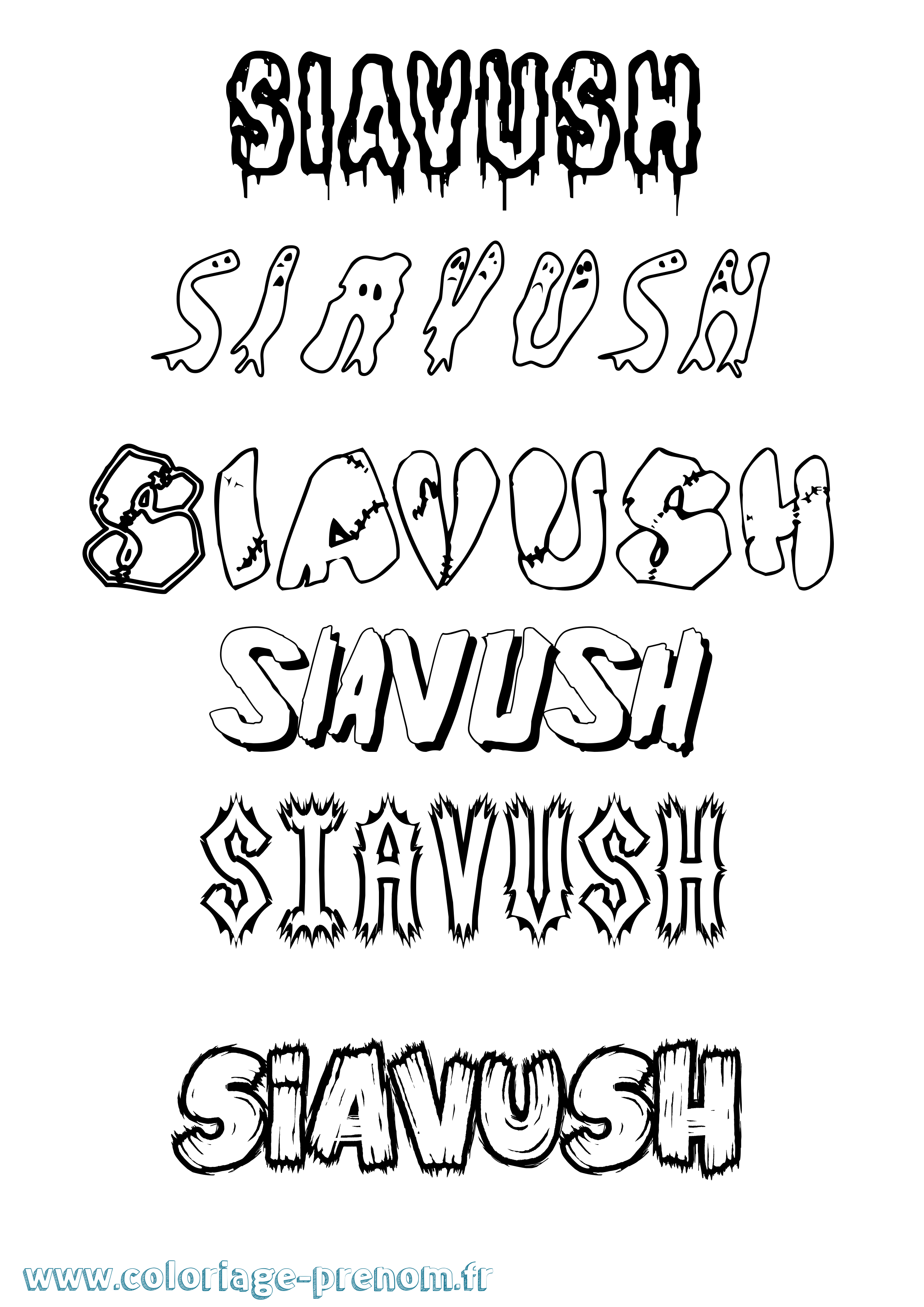 Coloriage Siavush Frisson Coloriage prénom Siavush Frisson