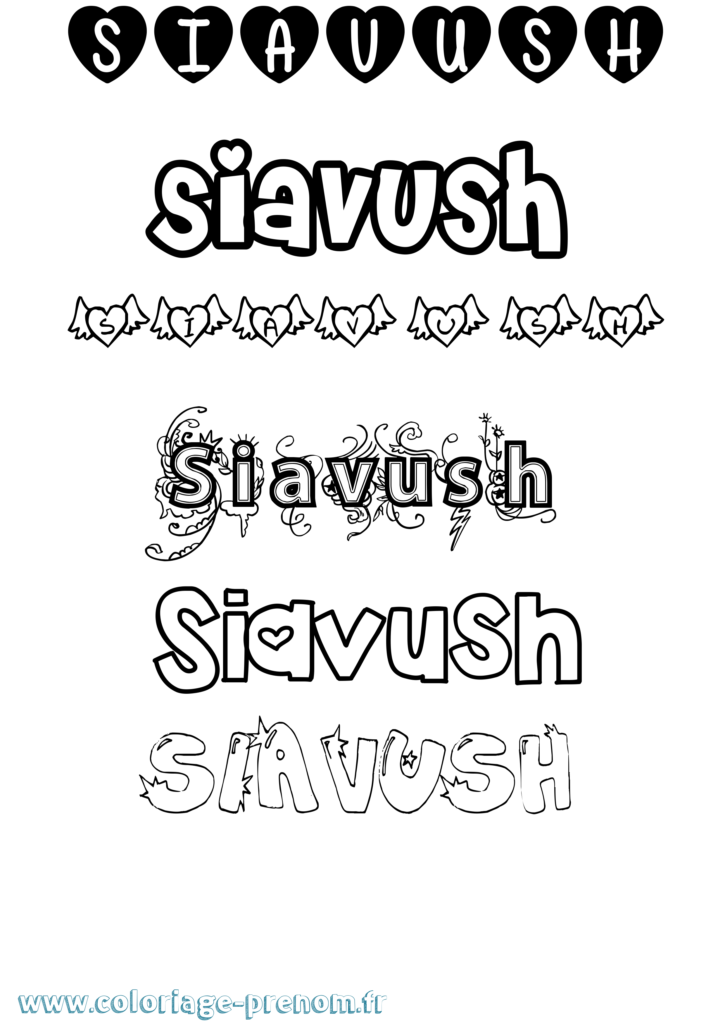 Coloriage Siavush Girly Coloriage prénom Siavush Girly