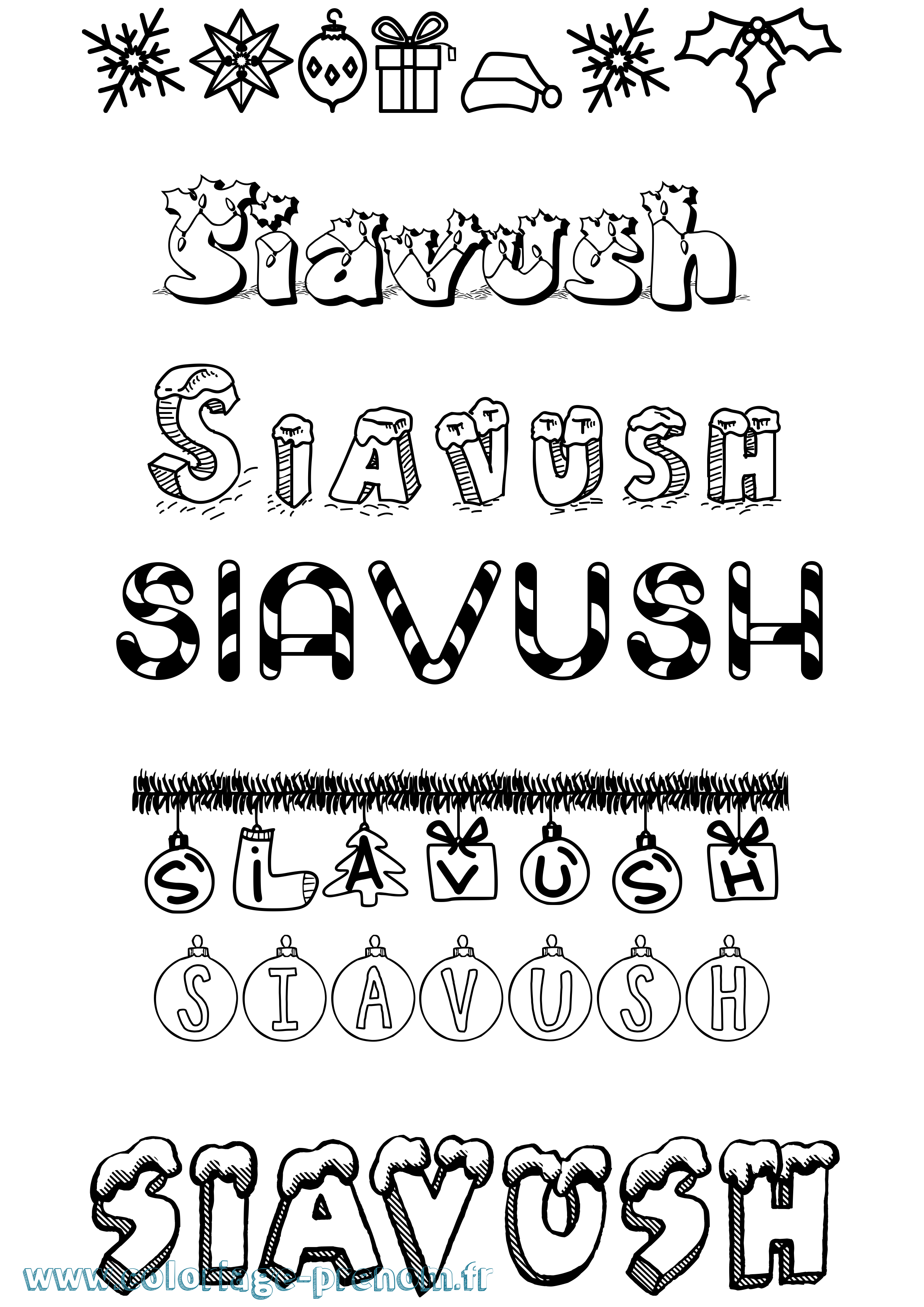 Coloriage Siavush Noël Coloriage prénom Siavush Noël