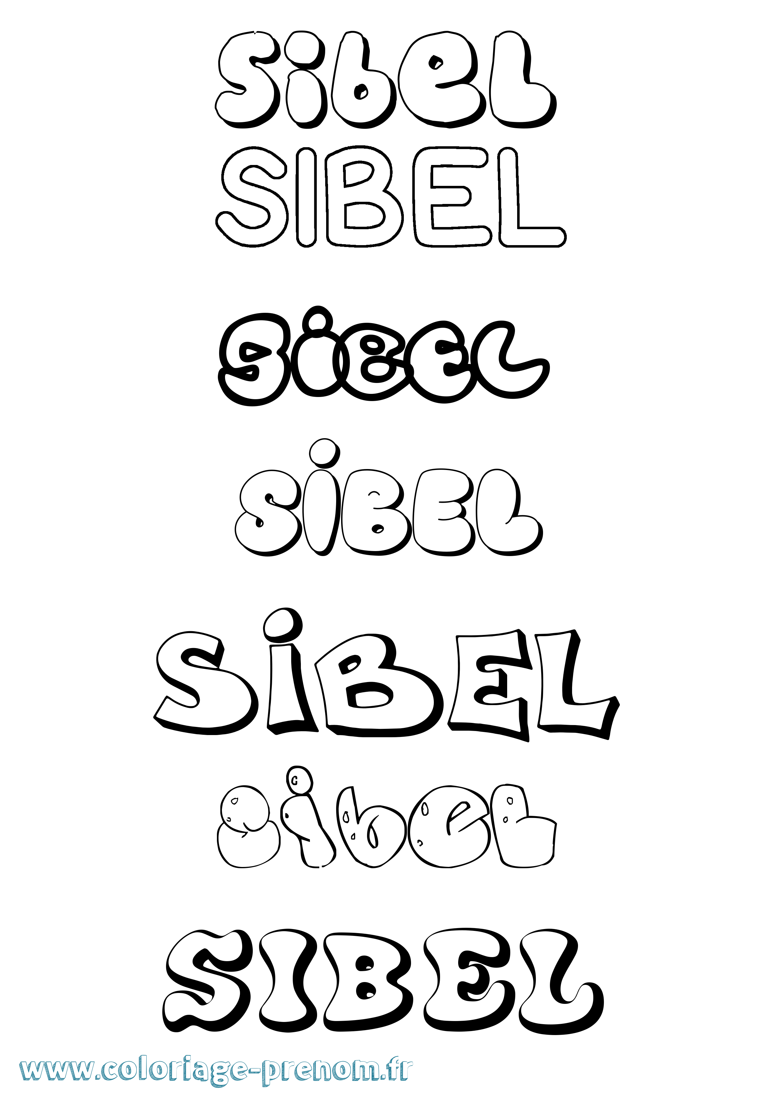 Coloriage Sibel Bubble Coloriage prénom Sibel Bubble