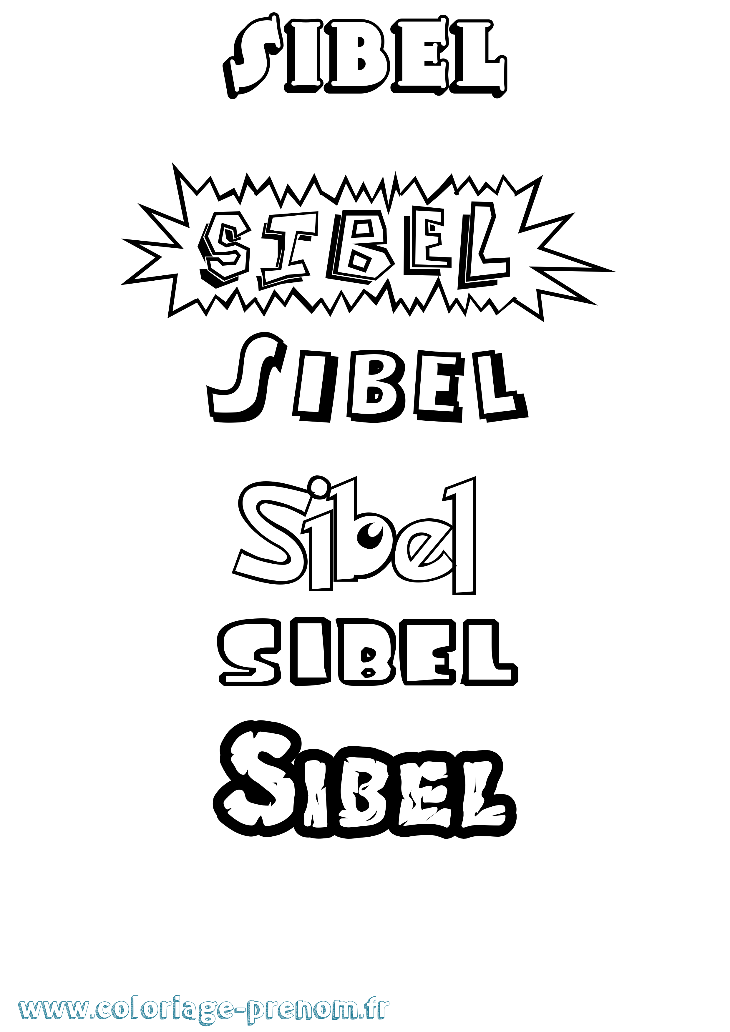 Coloriage Sibel Dessin Animé Coloriage prénom Sibel Dessin Animé