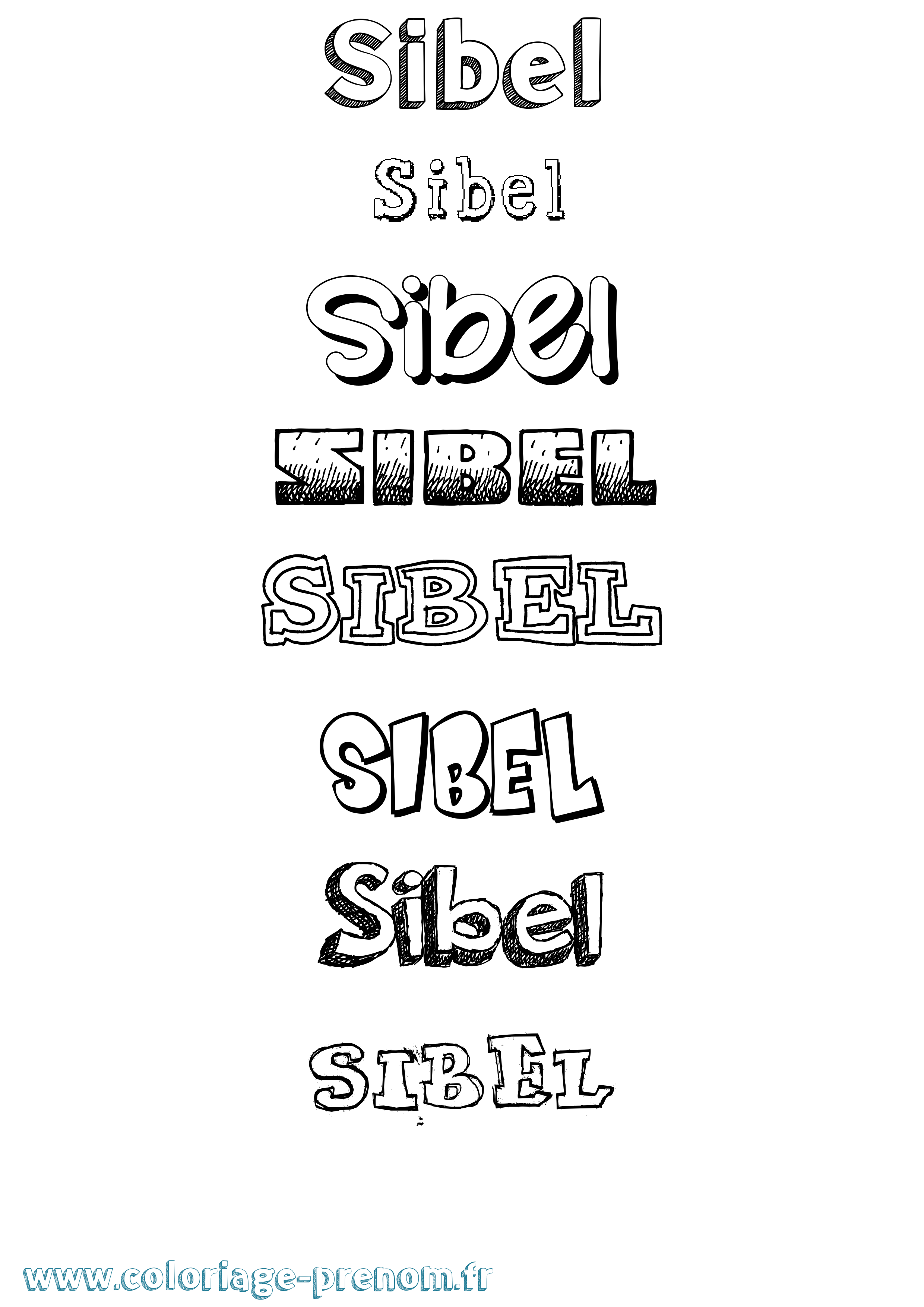 Coloriage Sibel Dessiné Coloriage prénom Sibel Dessiné