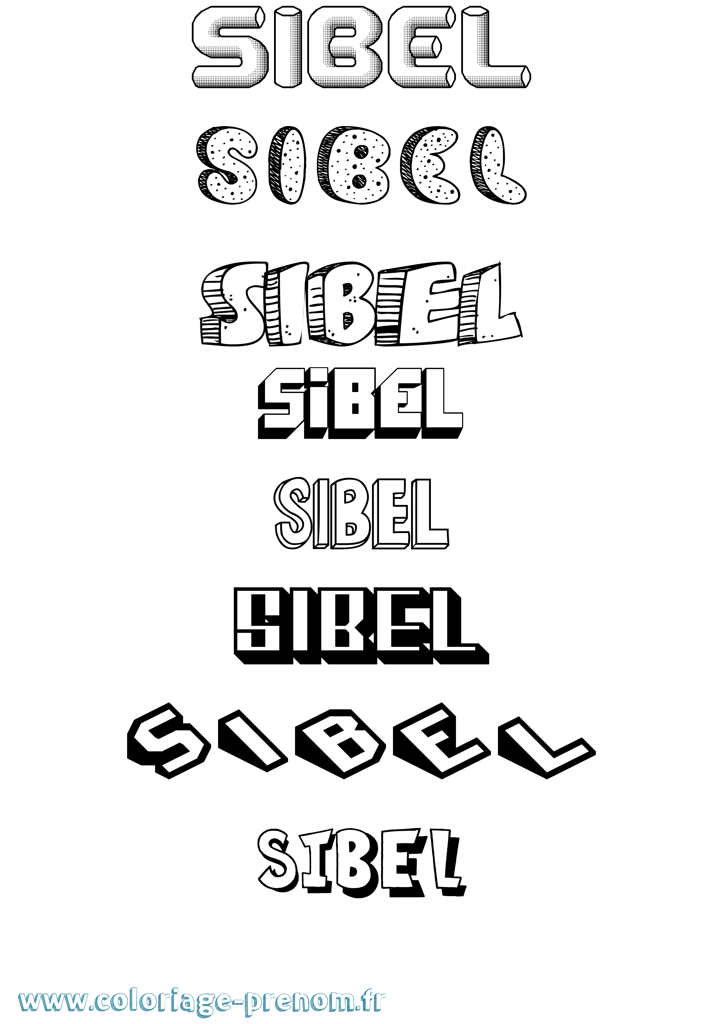 Coloriage Sibel Effet 3D Coloriage prénom Sibel Effet 3D