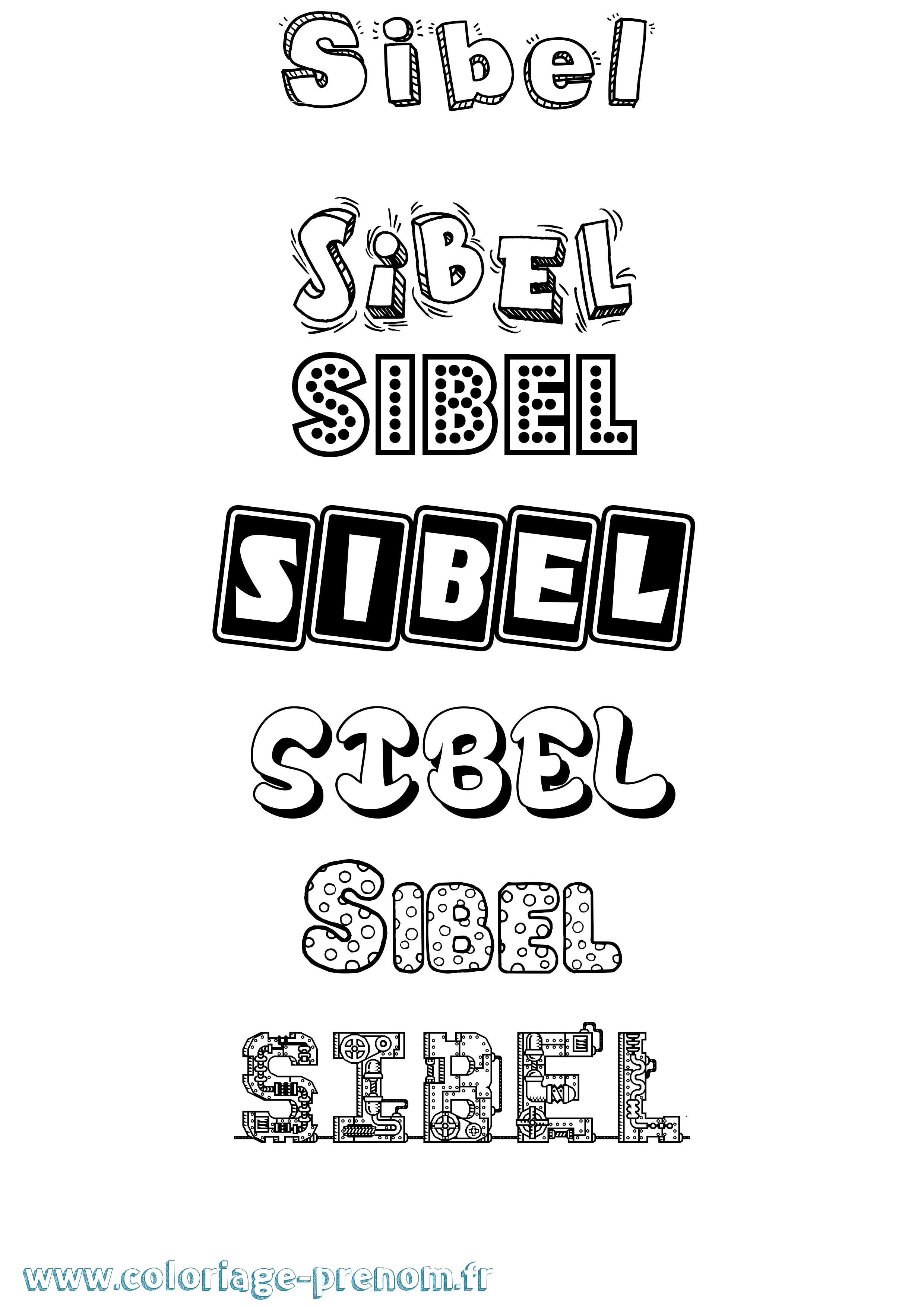 Coloriage Sibel Fun Coloriage prénom Sibel Fun