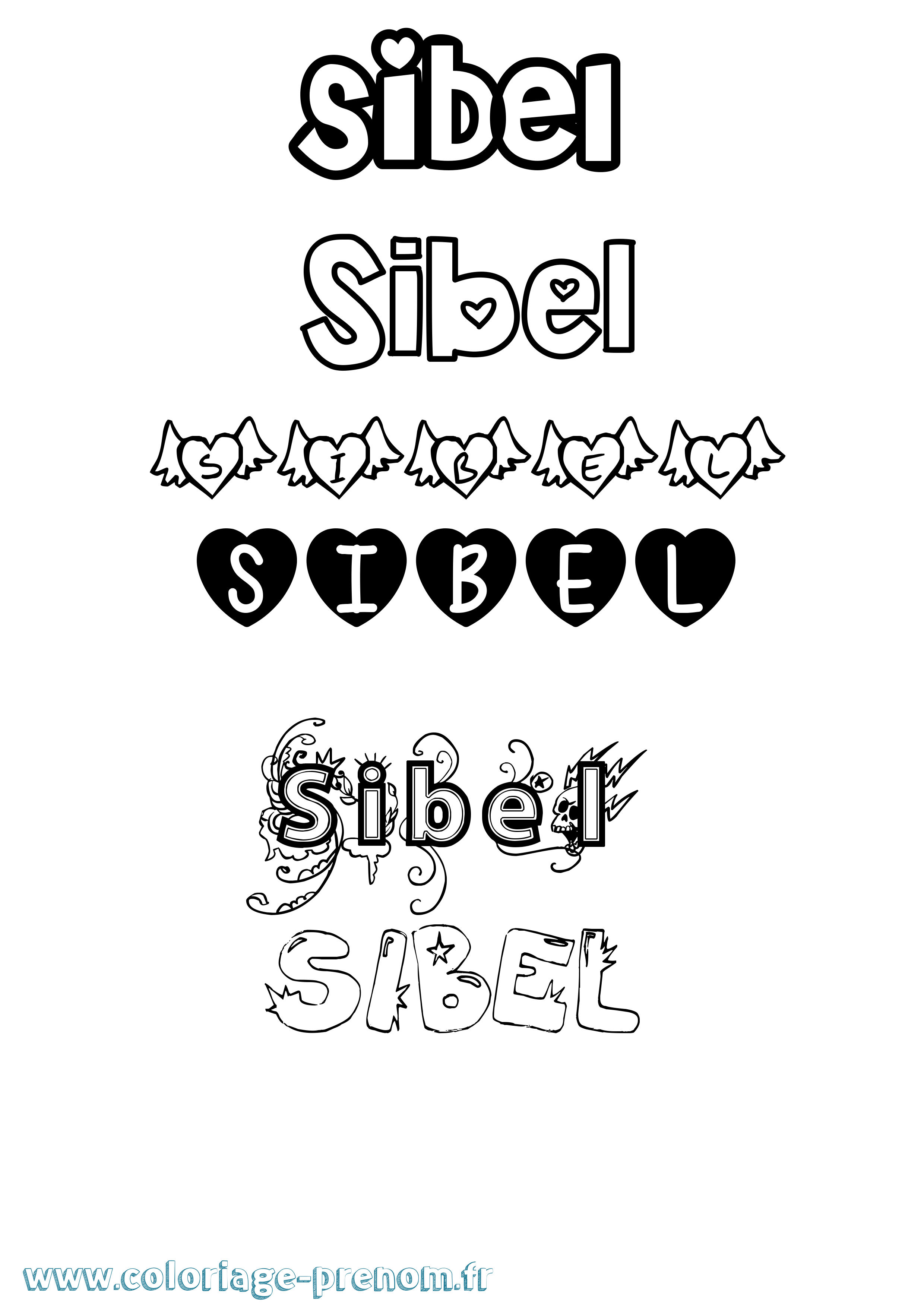 Coloriage Sibel Girly Coloriage prénom Sibel Girly