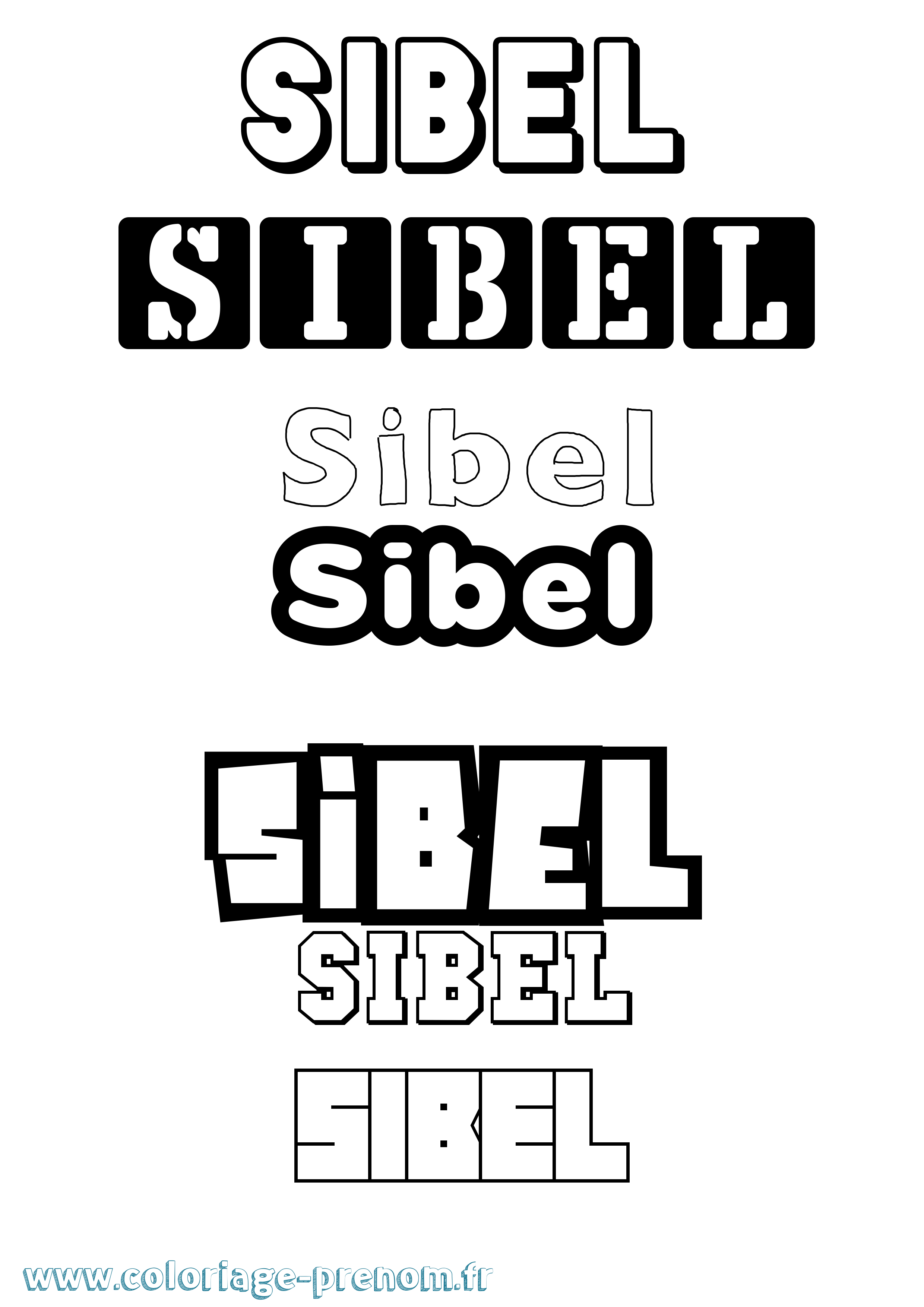 Coloriage Sibel Simple Coloriage prénom Sibel Simple