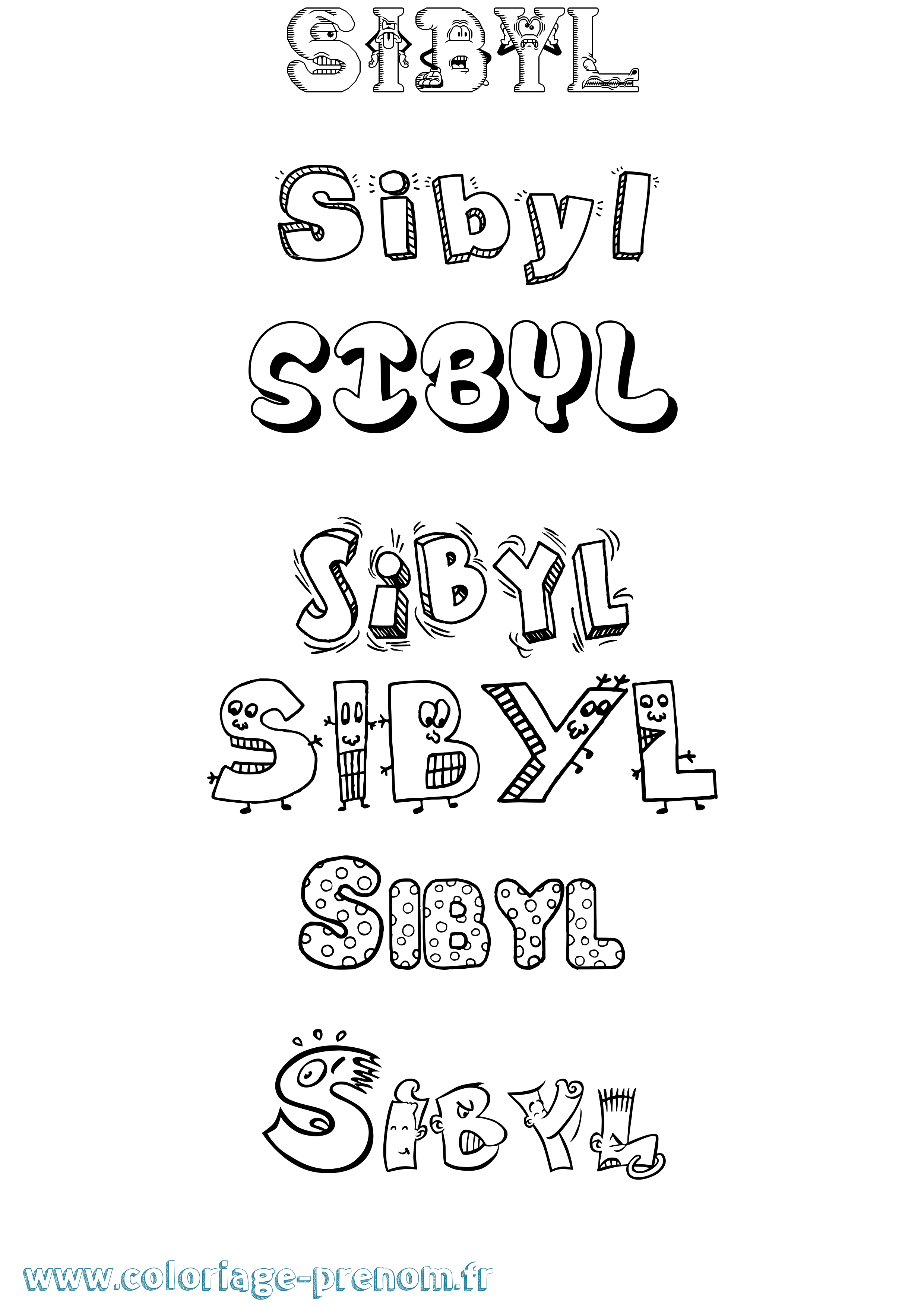 Coloriage Sibyl Fun Coloriage prénom Sibyl Fun