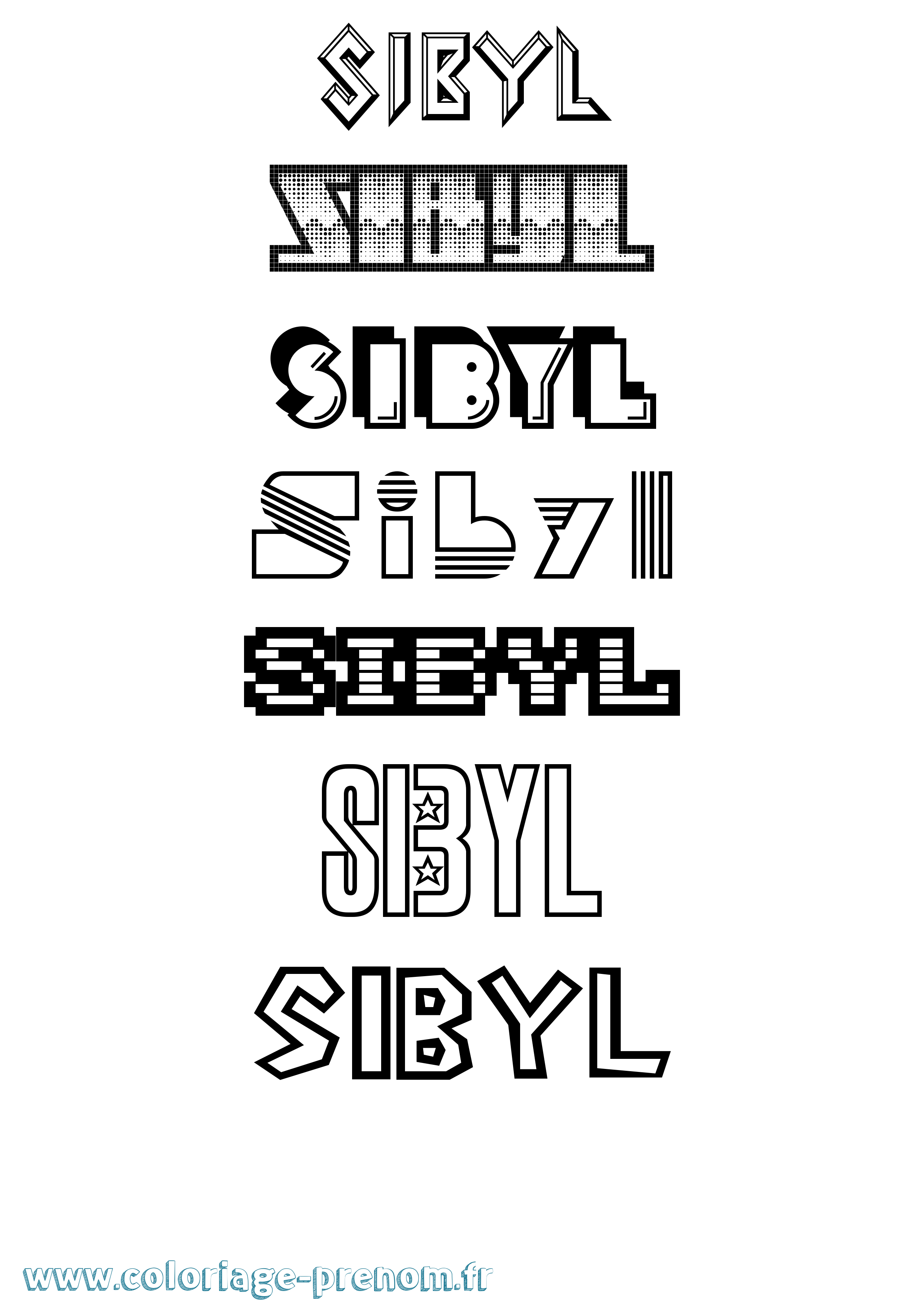 Coloriage Sibyl Jeux Vidéos Coloriage prénom Sibyl Jeux Vidéos