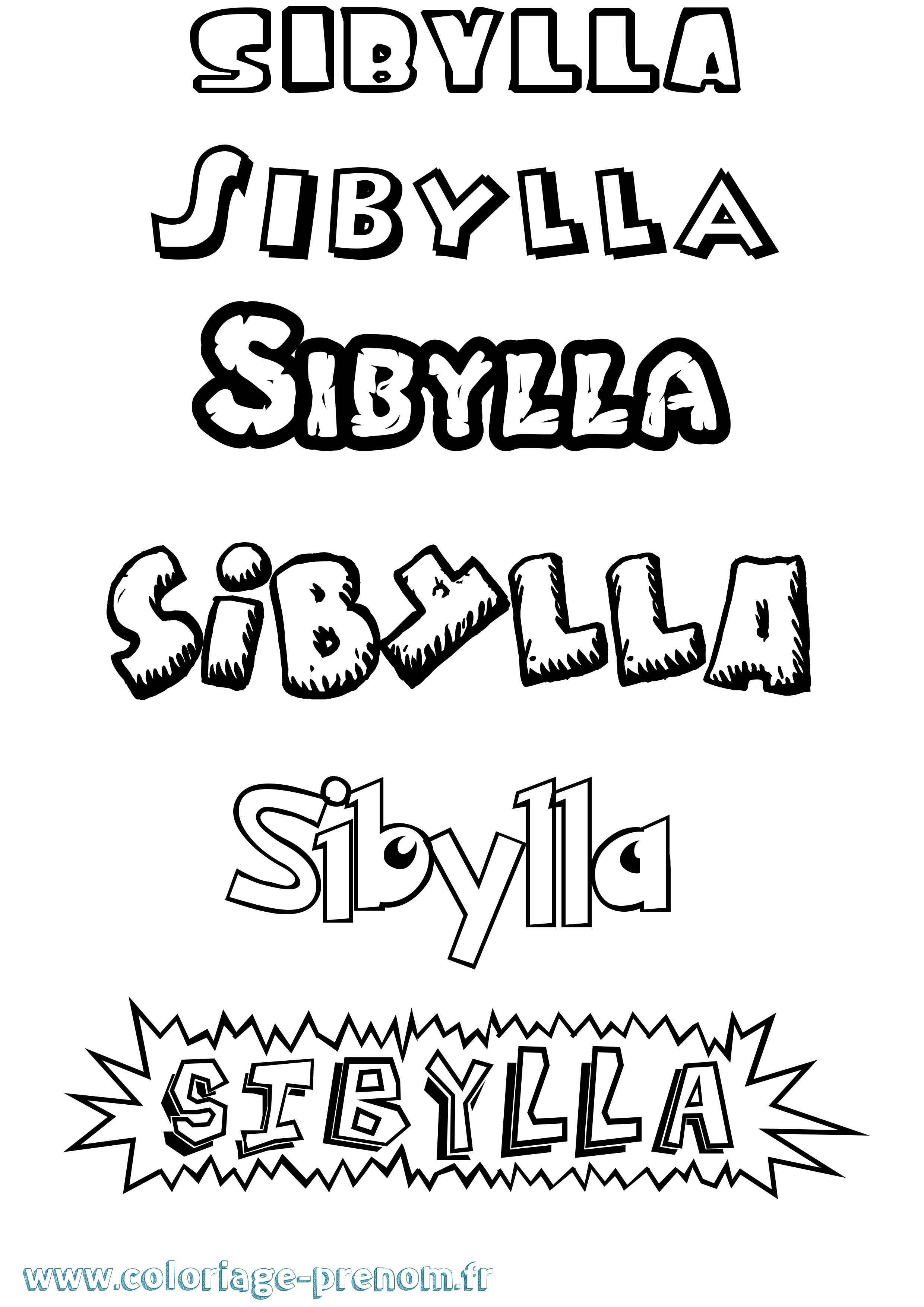 Coloriage Sibylla Dessin Animé Coloriage prénom Sibylla Dessin Animé