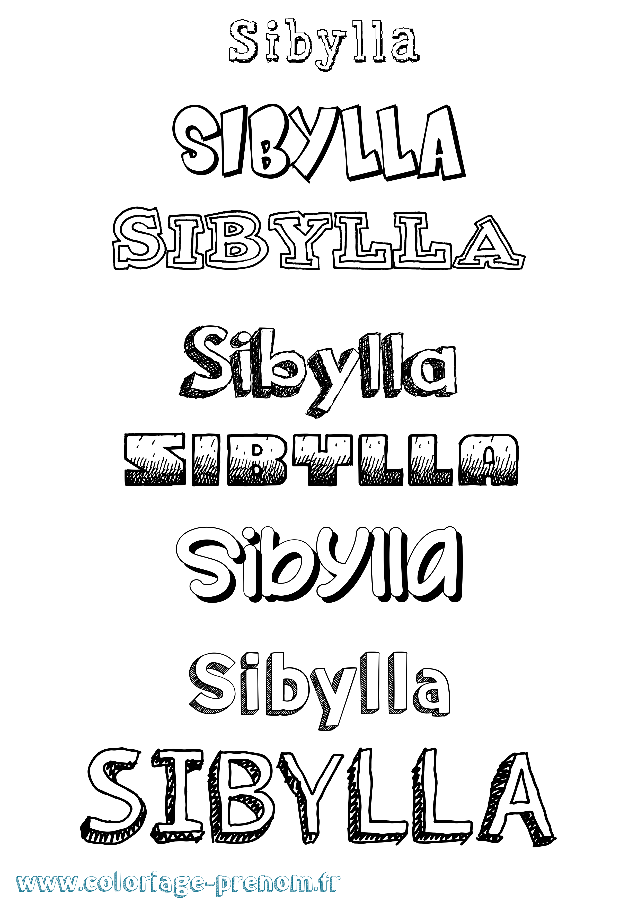 Coloriage Sibylla Dessiné Coloriage prénom Sibylla Dessiné
