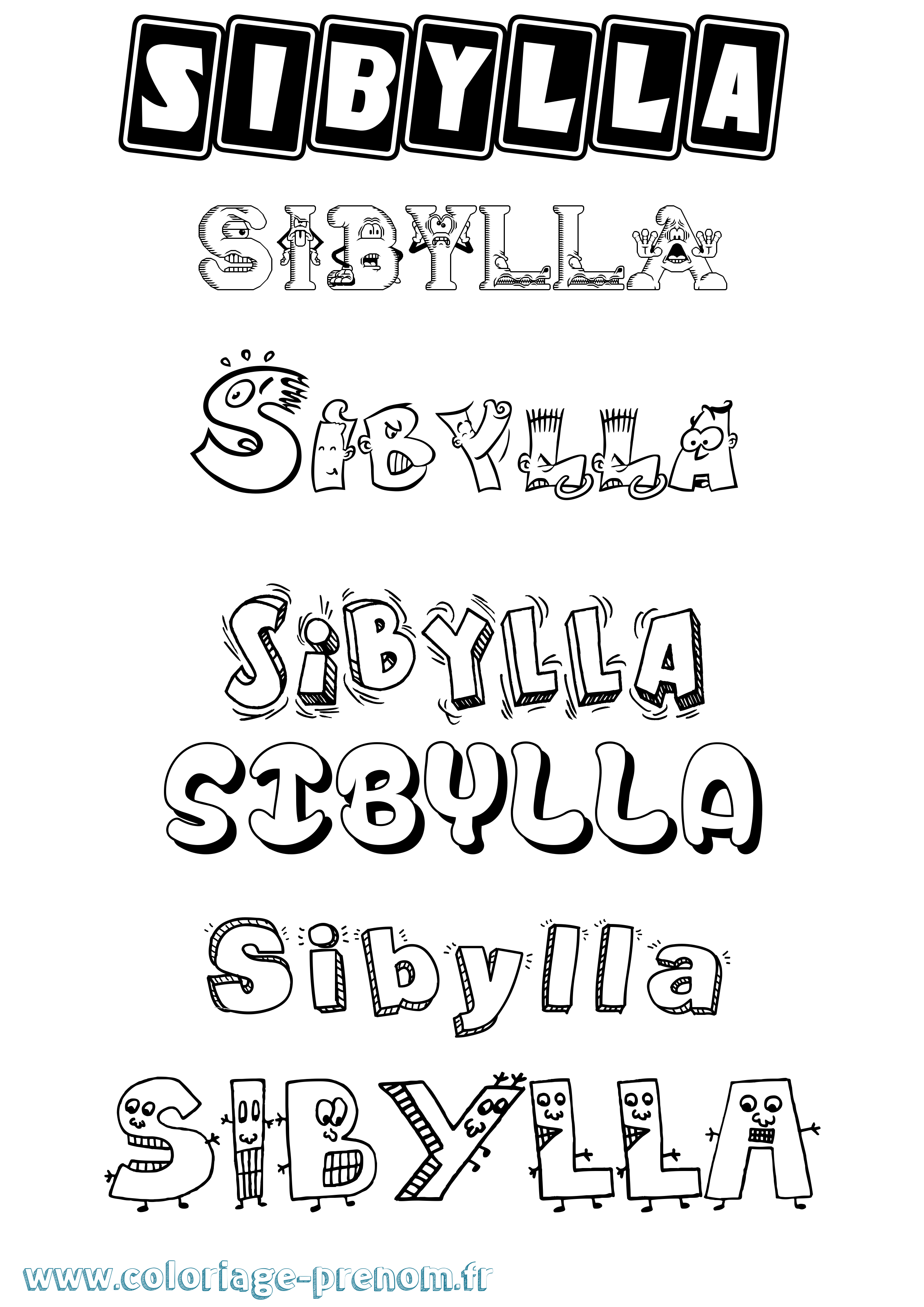 Coloriage Sibylla Fun Coloriage prénom Sibylla Fun