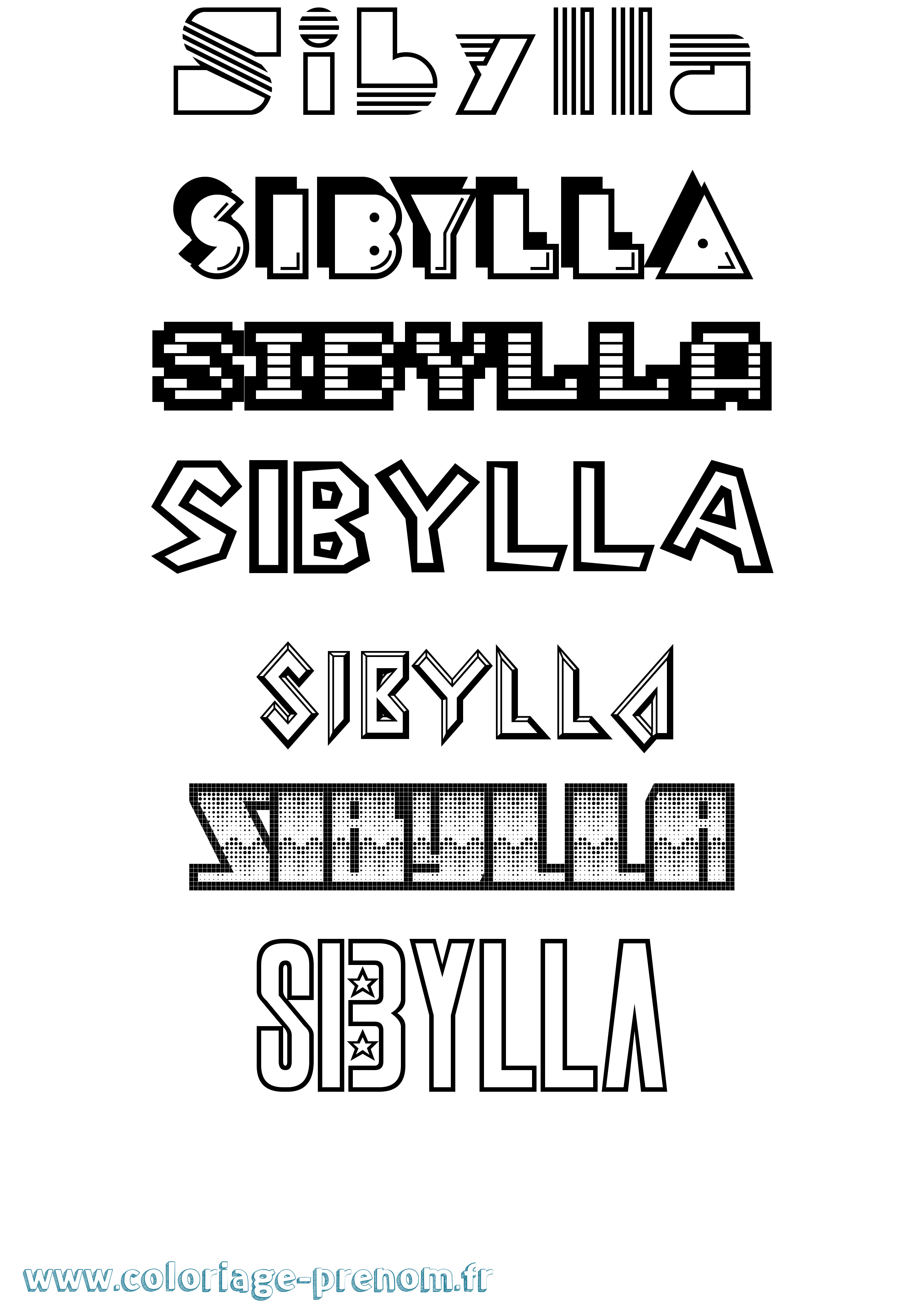 Coloriage Sibylla Jeux Vidéos Coloriage prénom Sibylla Jeux Vidéos