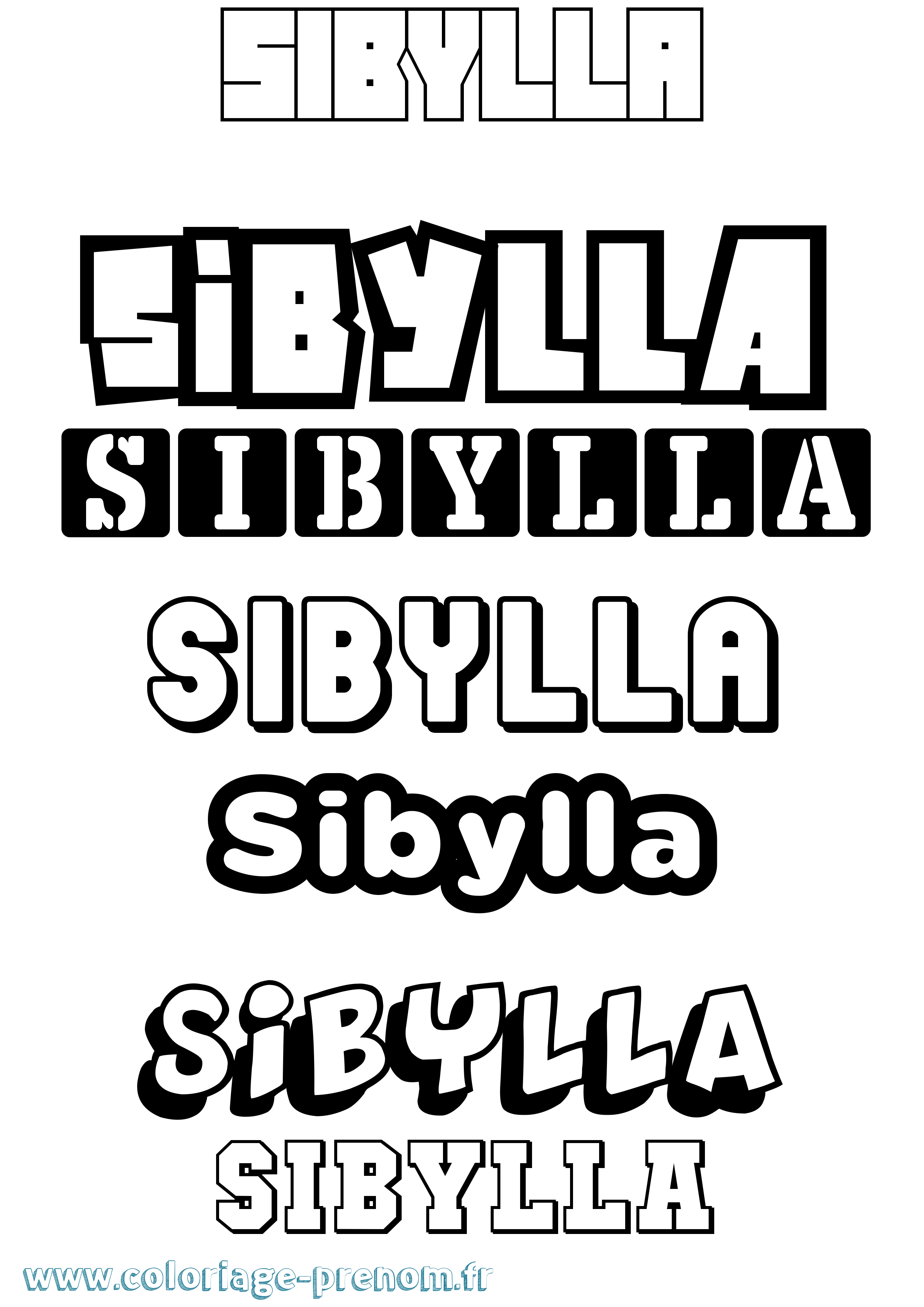 Coloriage Sibylla Simple Coloriage prénom Sibylla Simple