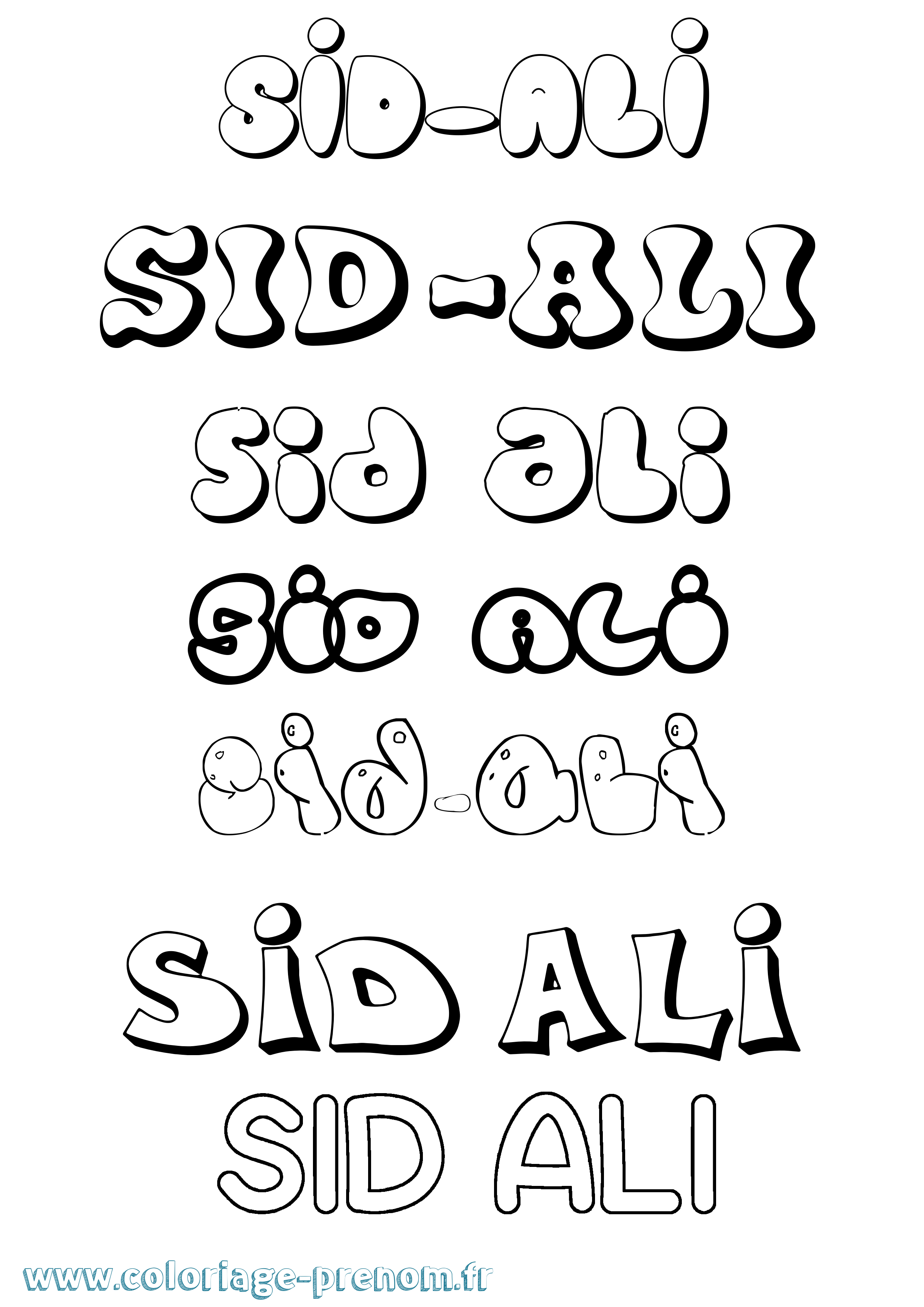 Coloriage Sid-Ali Bubble Coloriage prénom Sid-Ali Bubble