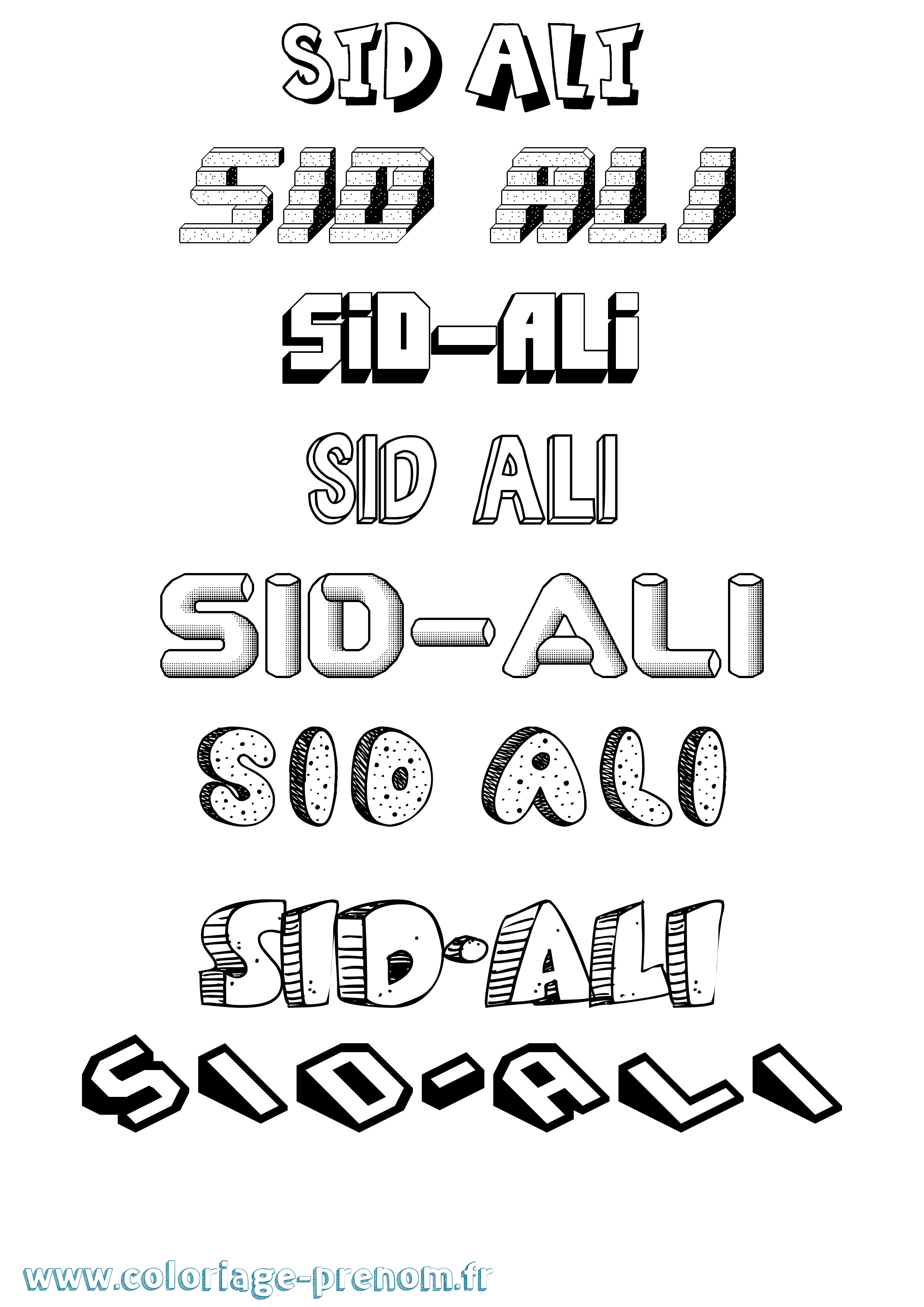 Coloriage Sid-Ali Effet 3D Coloriage prénom Sid-Ali Effet 3D