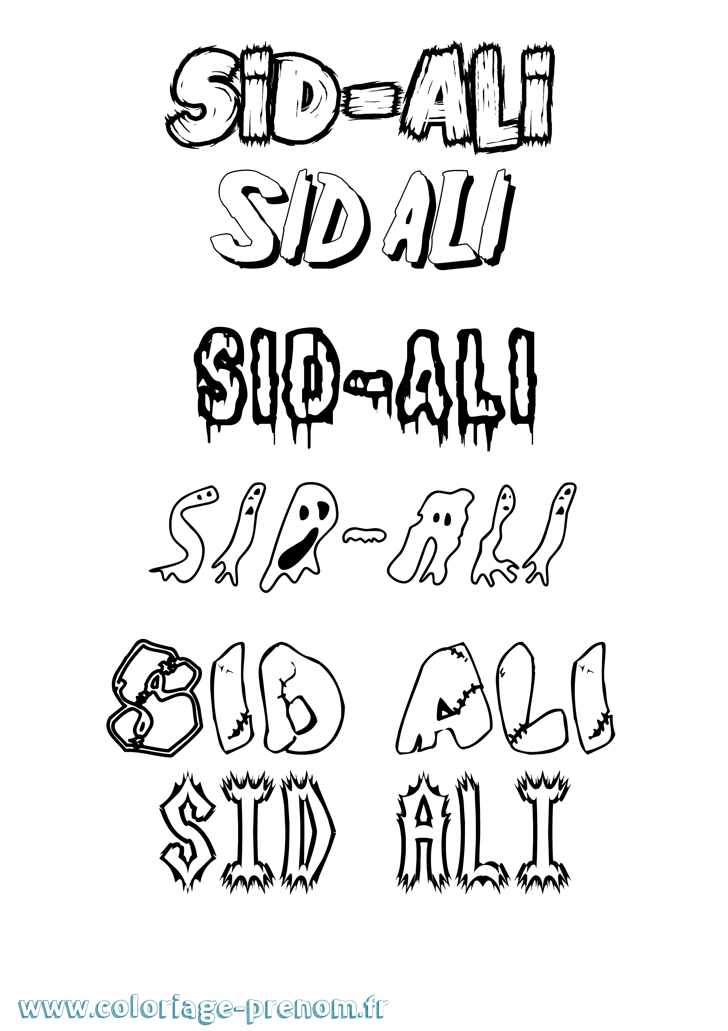 Coloriage Sid-Ali Frisson Coloriage prénom Sid-Ali Frisson