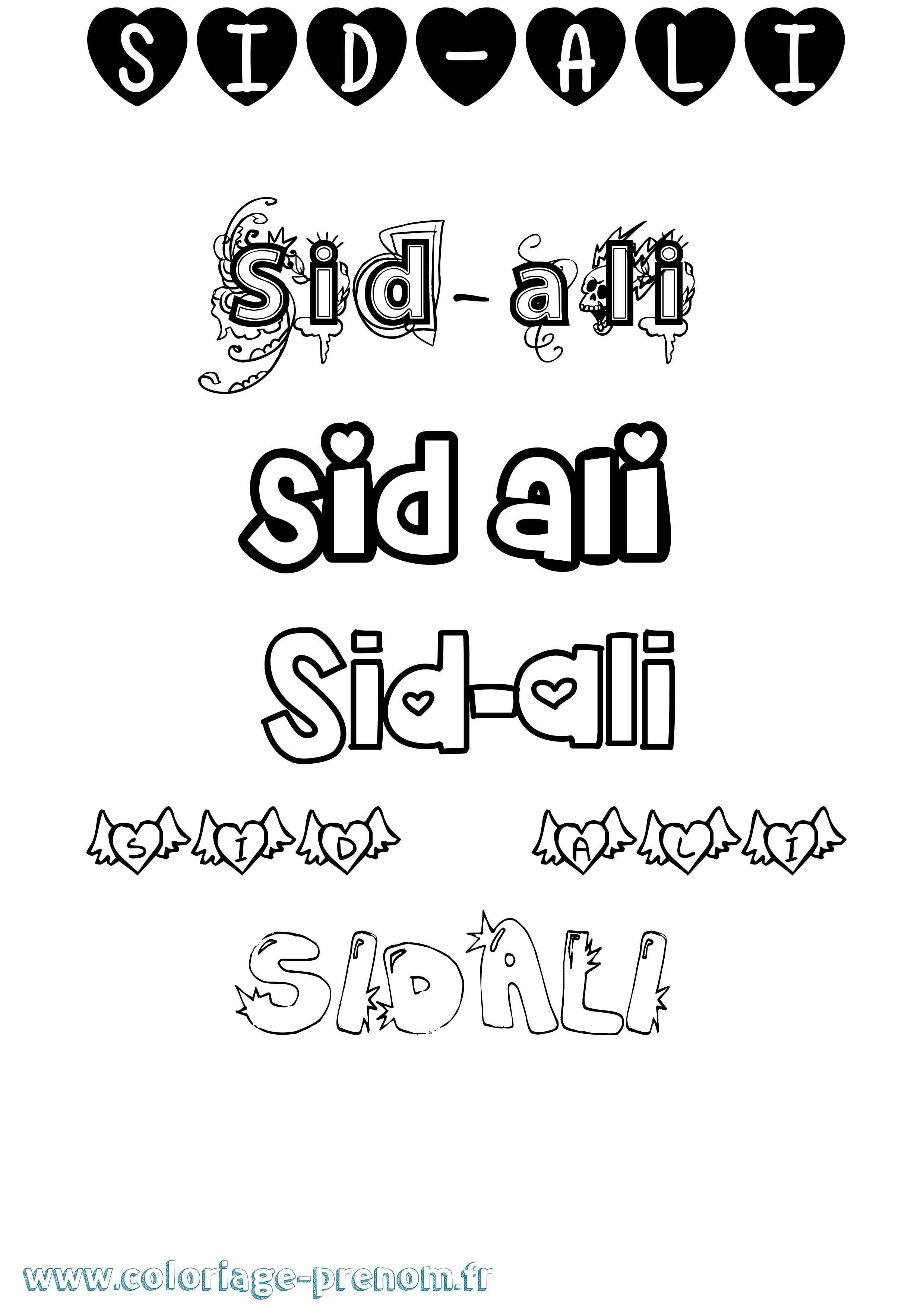 Coloriage Sid-Ali Girly Coloriage prénom Sid-Ali Girly