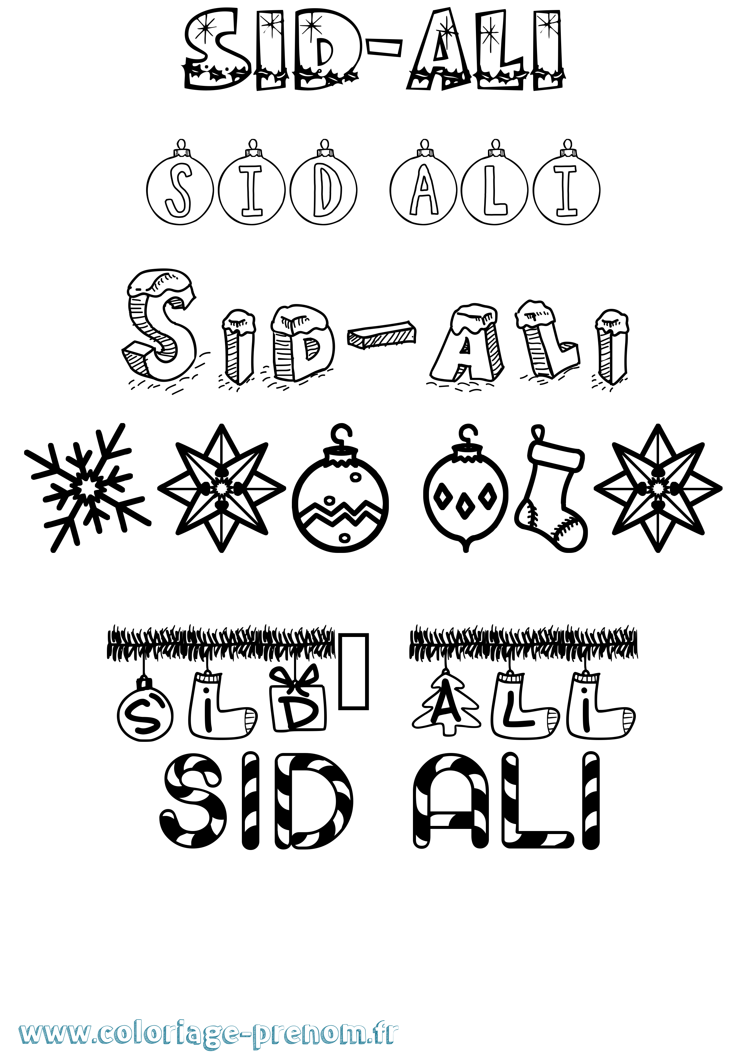 Coloriage Sid-Ali Noël Coloriage prénom Sid-Ali Noël