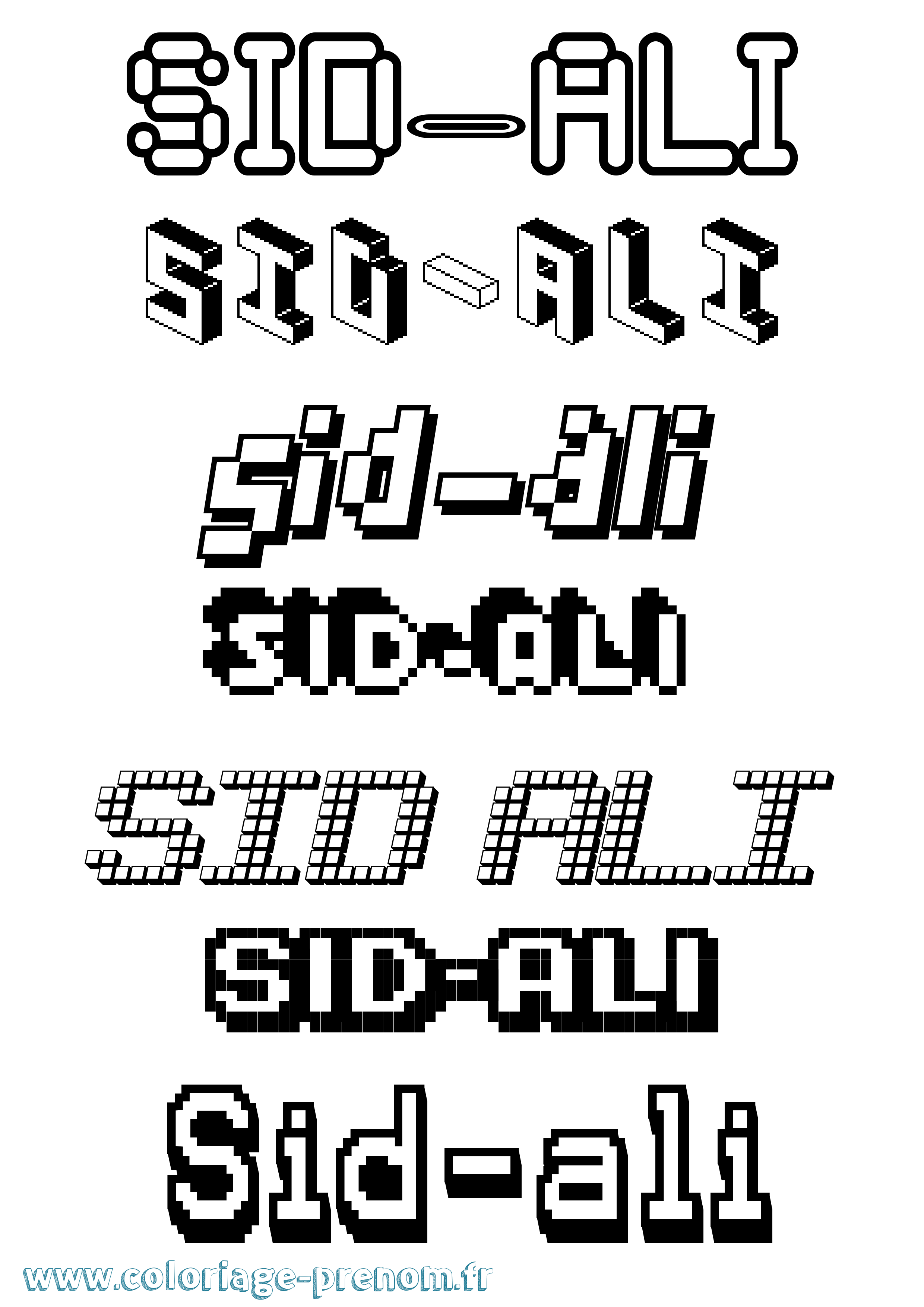 Coloriage Sid-Ali Pixel Coloriage prénom Sid-Ali Pixel