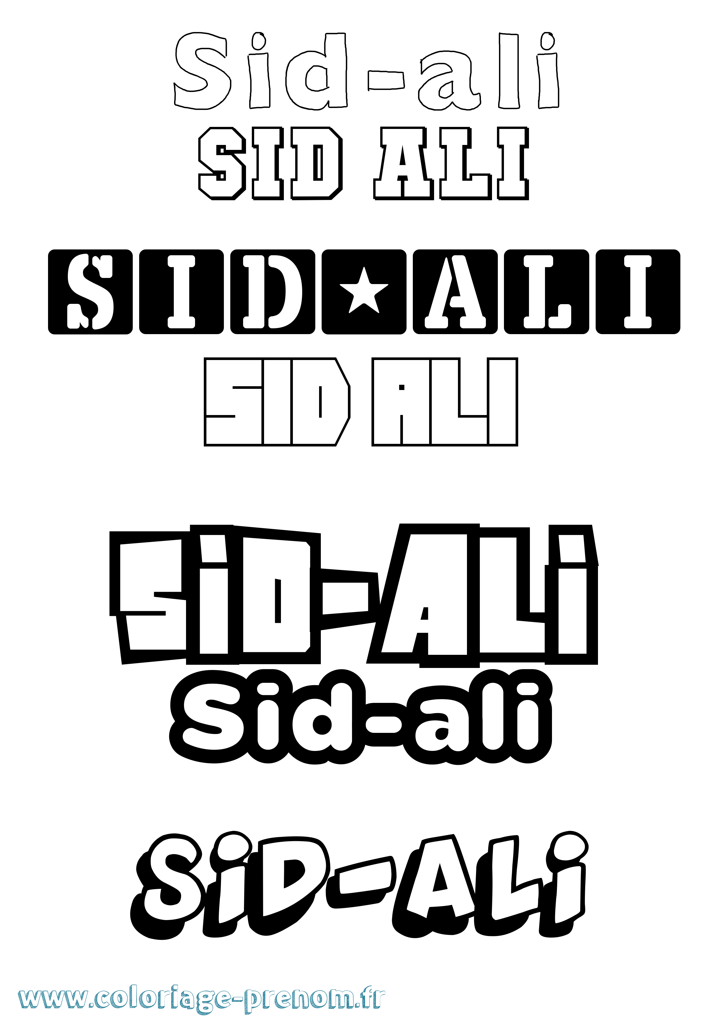 Coloriage Sid-Ali Simple Coloriage prénom Sid-Ali Simple