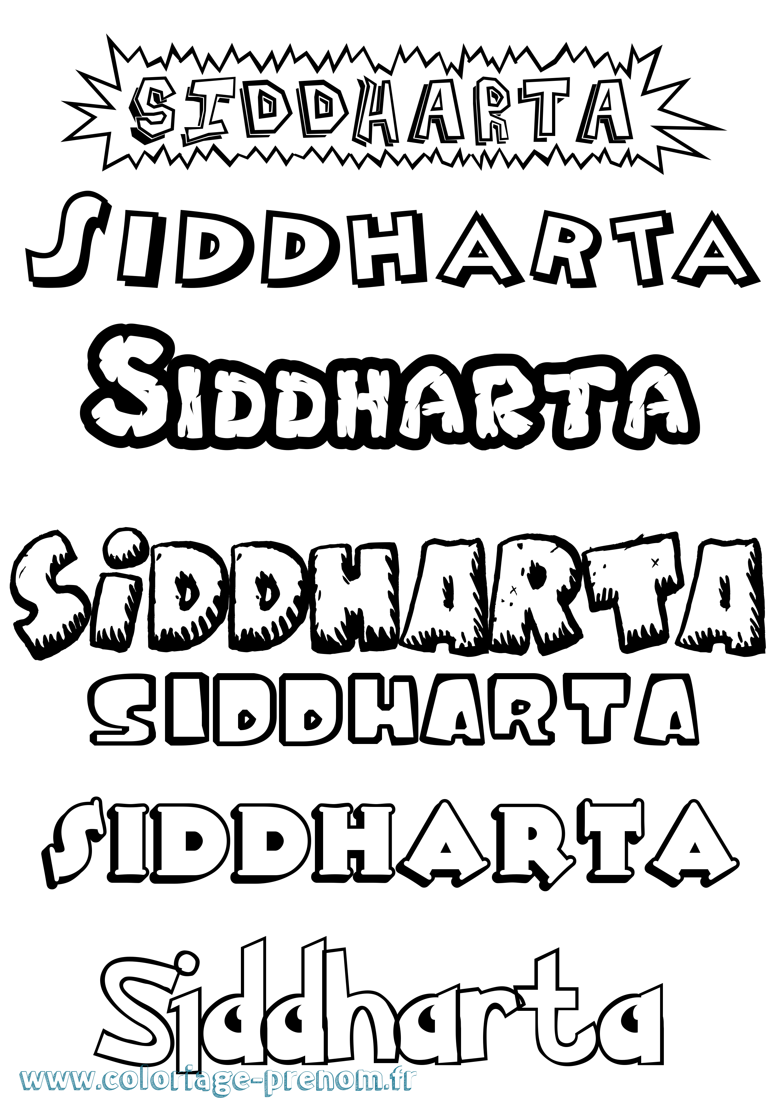 Coloriage Siddharta Dessin Animé Coloriage prénom Siddharta Dessin Animé