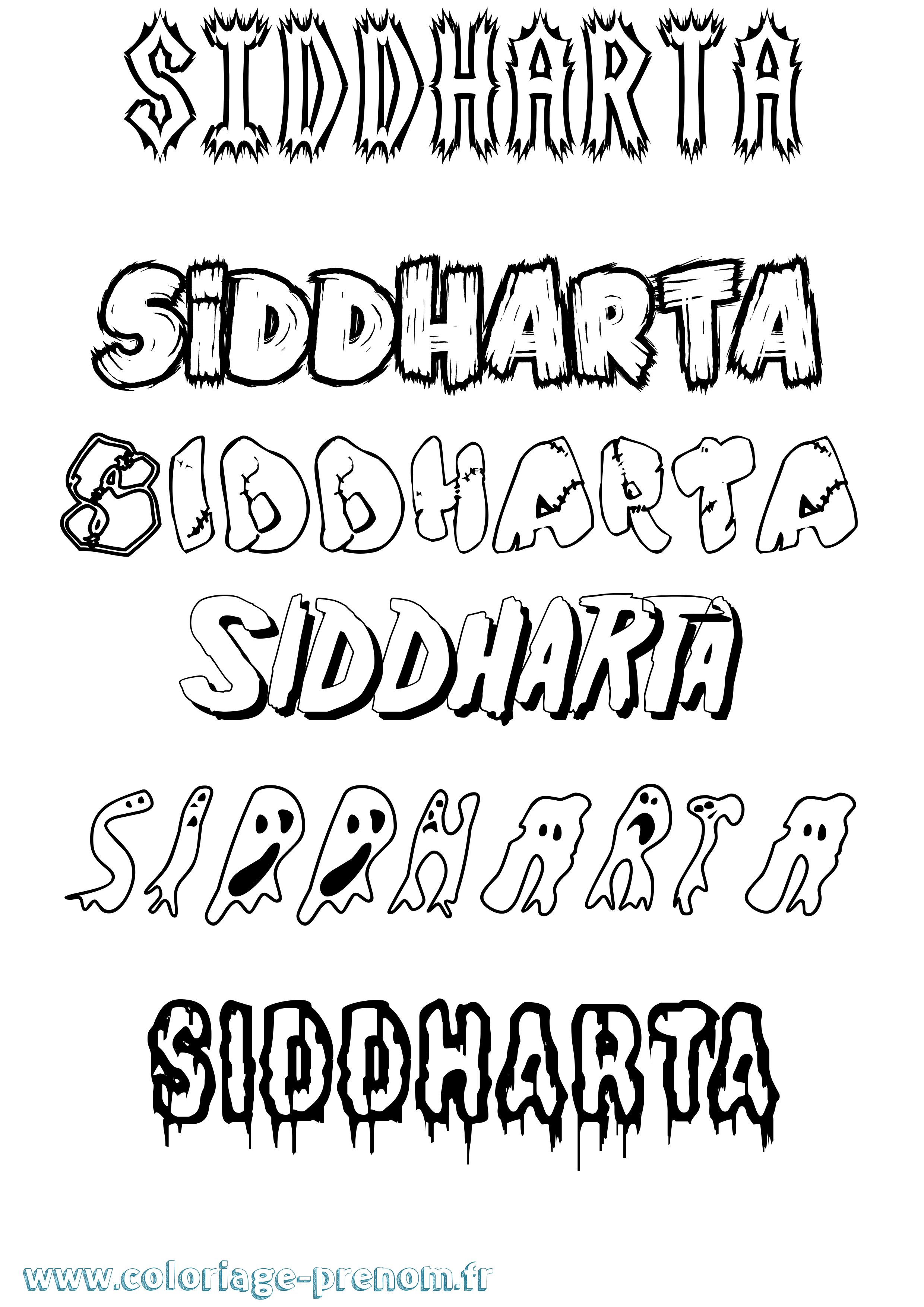 Coloriage Siddharta Frisson Coloriage prénom Siddharta Frisson