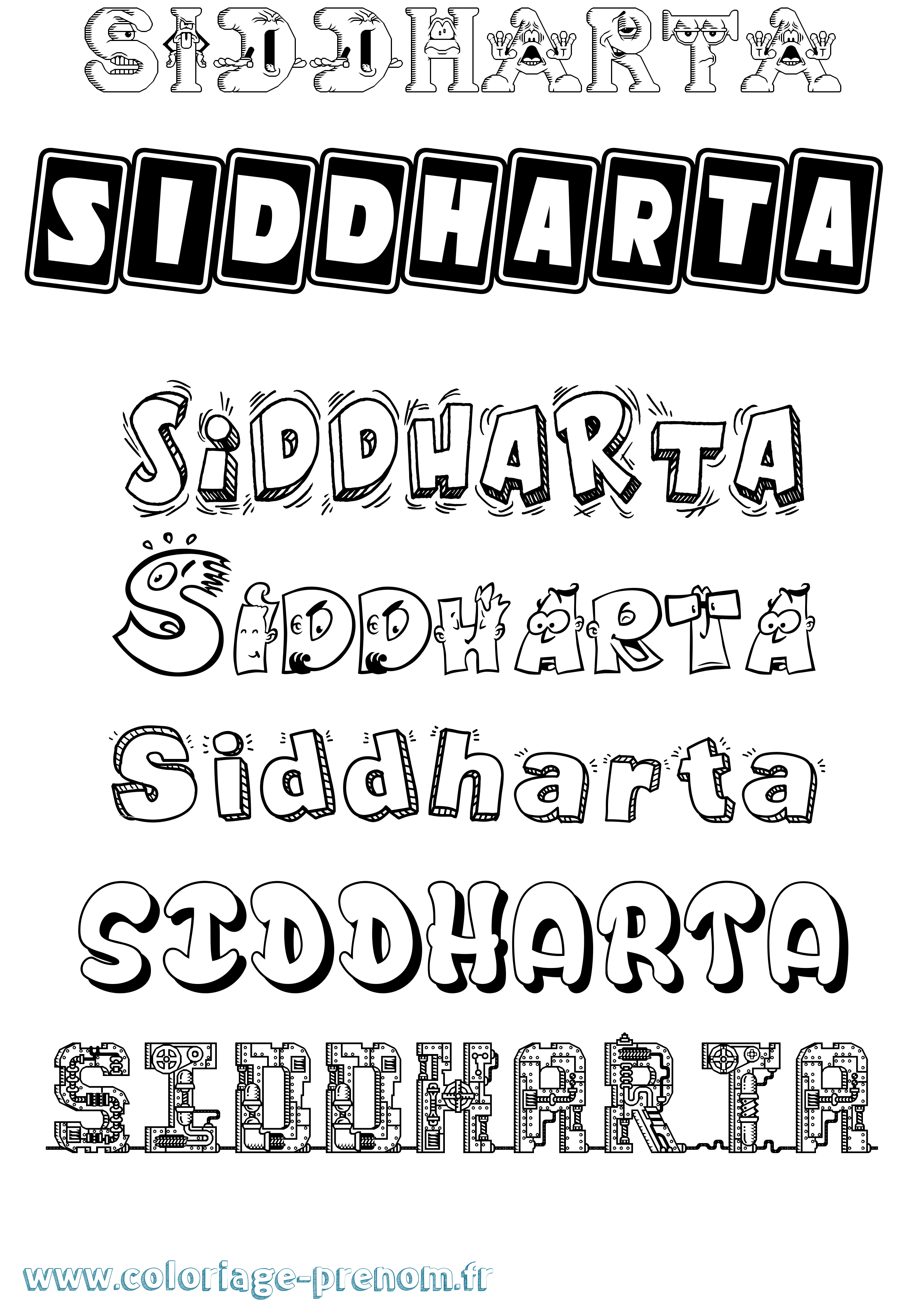 Coloriage Siddharta Fun Coloriage prénom Siddharta Fun