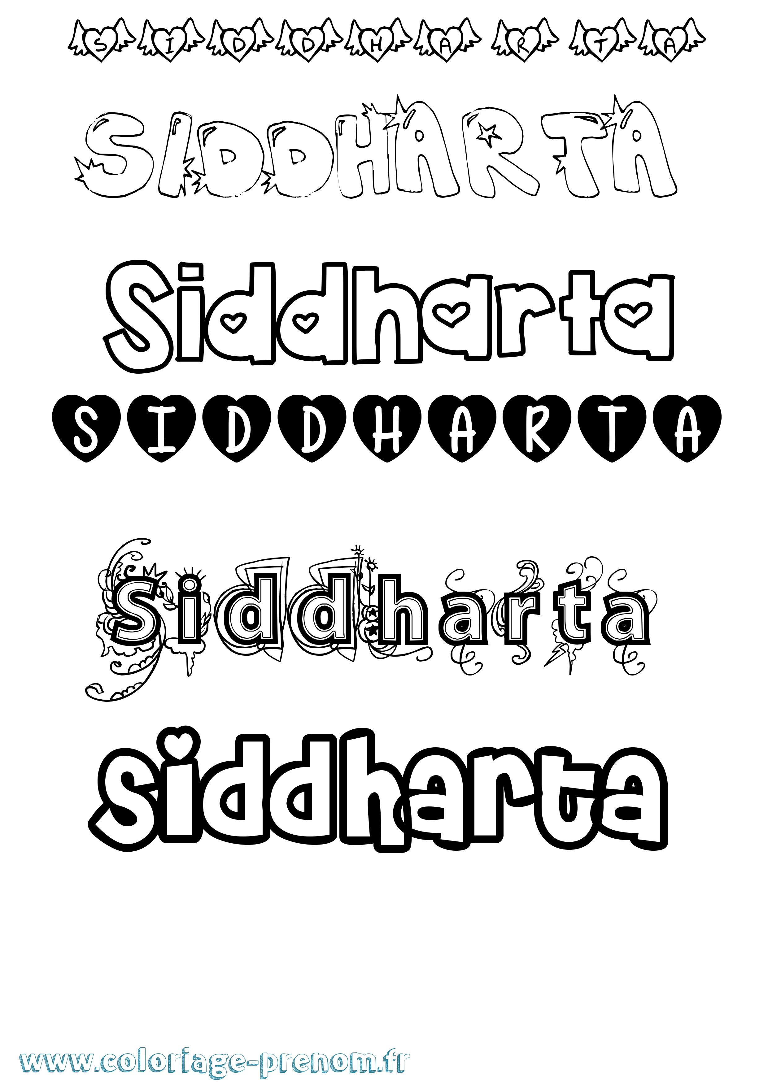 Coloriage Siddharta Girly Coloriage prénom Siddharta Girly