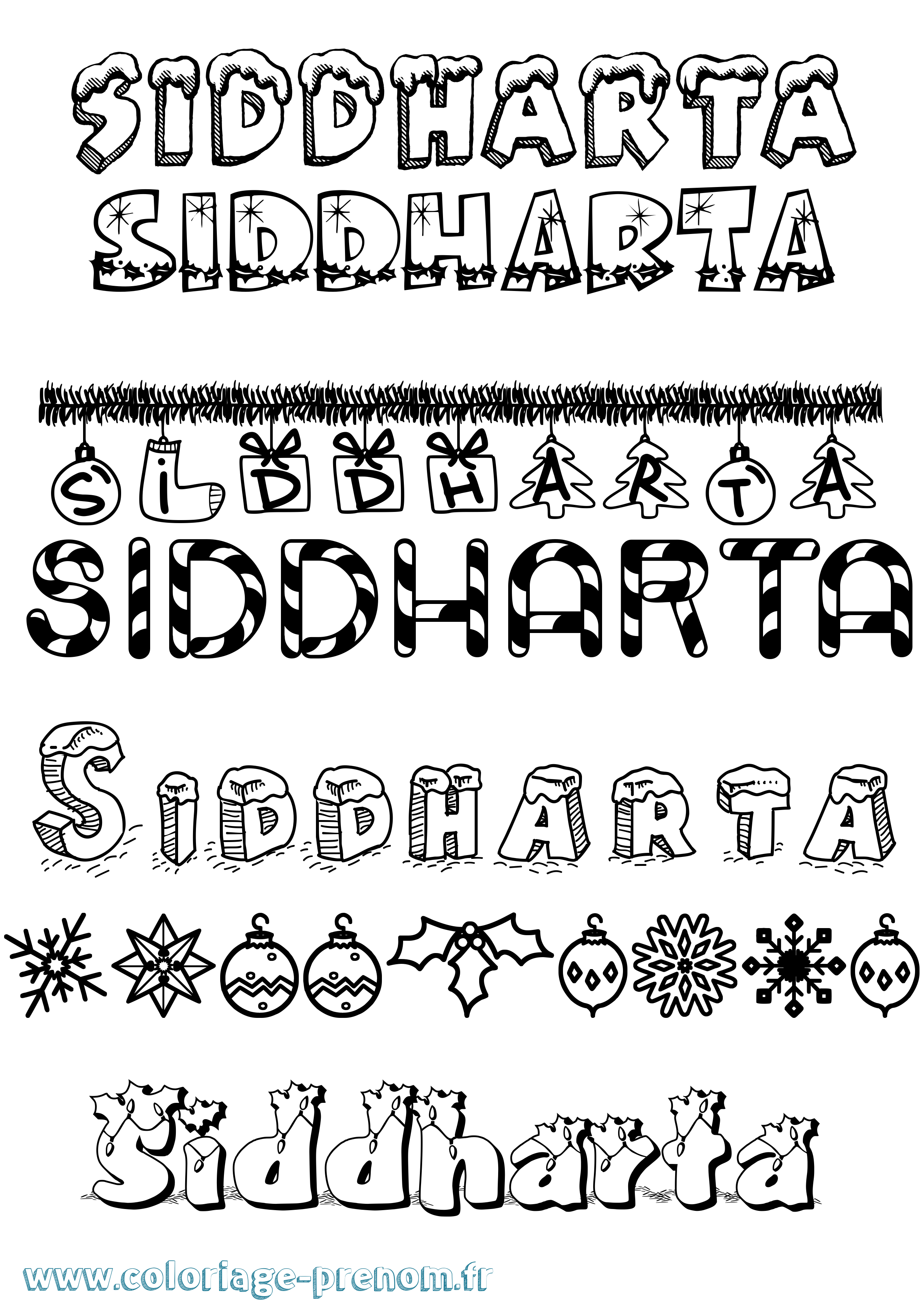 Coloriage Siddharta Noël Coloriage prénom Siddharta Noël