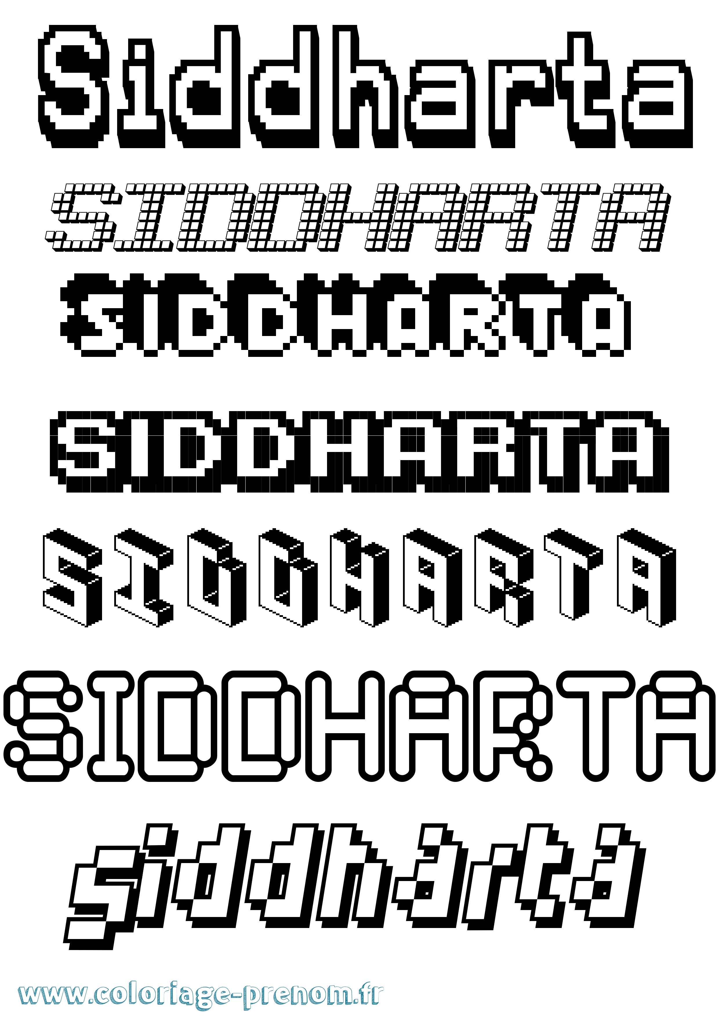 Coloriage Siddharta Pixel Coloriage prénom Siddharta Pixel