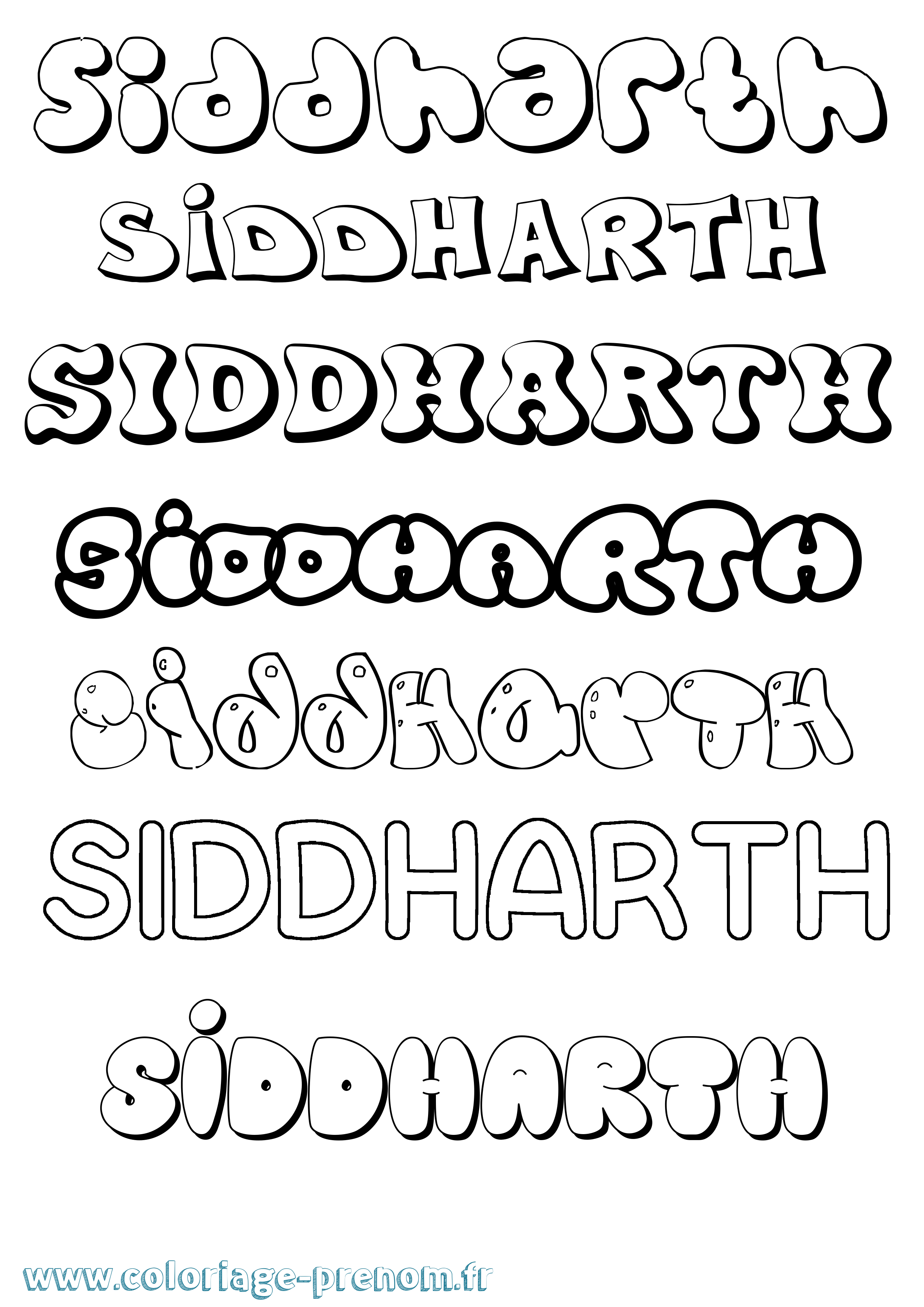 Coloriage Siddharth Bubble Coloriage prénom Siddharth Bubble