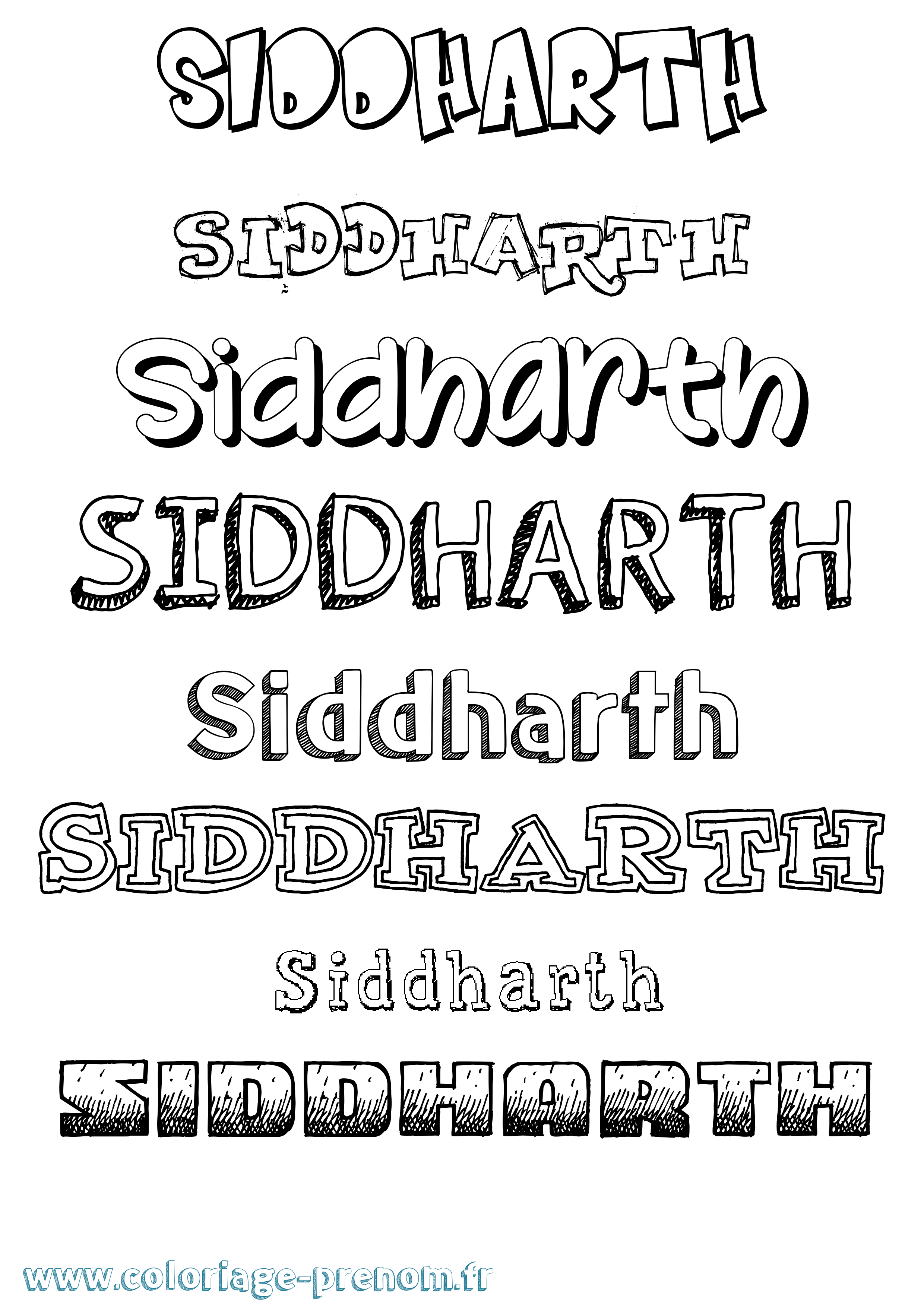 Coloriage Siddharth Dessiné Coloriage prénom Siddharth Dessiné