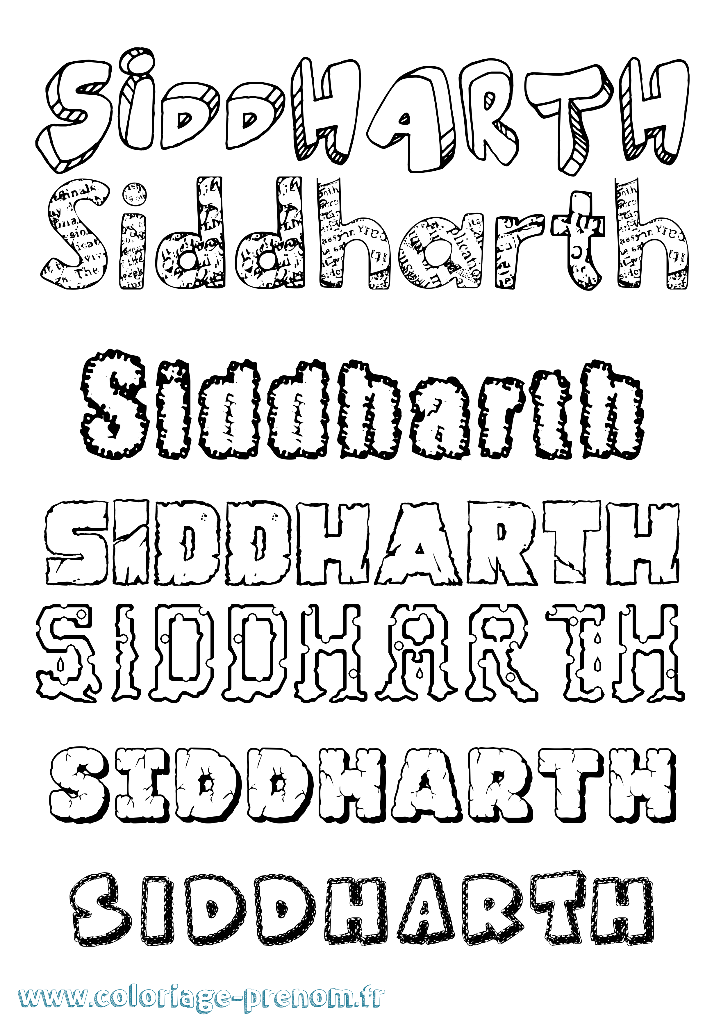 Coloriage Siddharth Destructuré Coloriage prénom Siddharth Destructuré