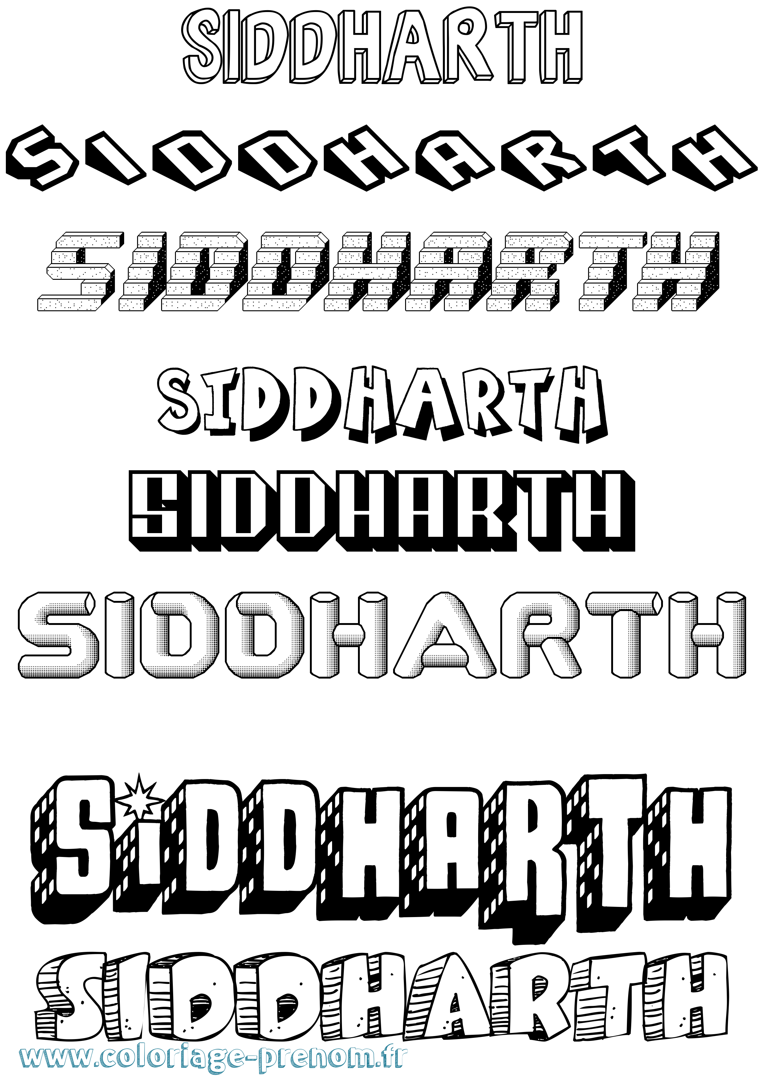 Coloriage Siddharth Effet 3D Coloriage prénom Siddharth Effet 3D