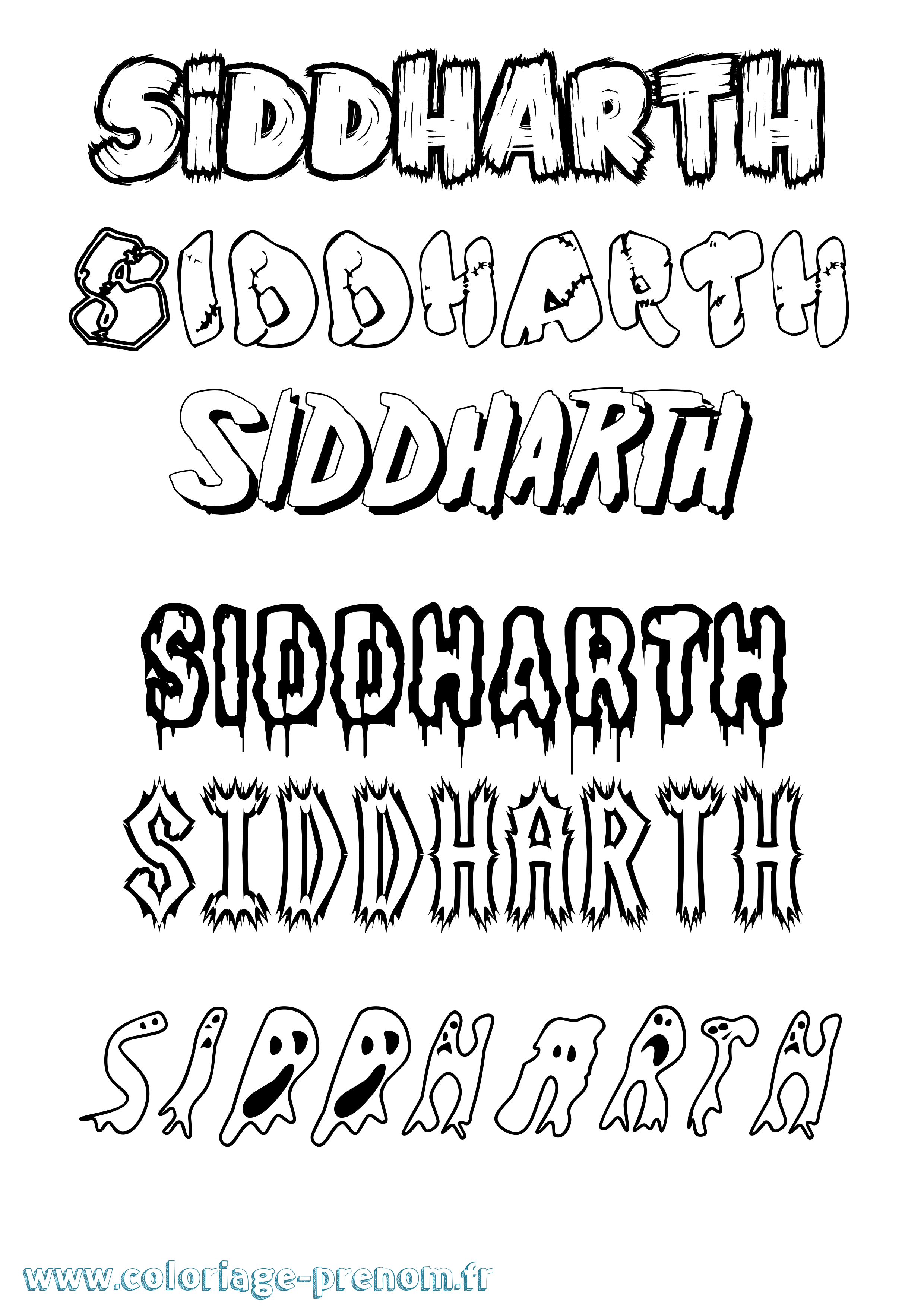 Coloriage Siddharth Frisson Coloriage prénom Siddharth Frisson