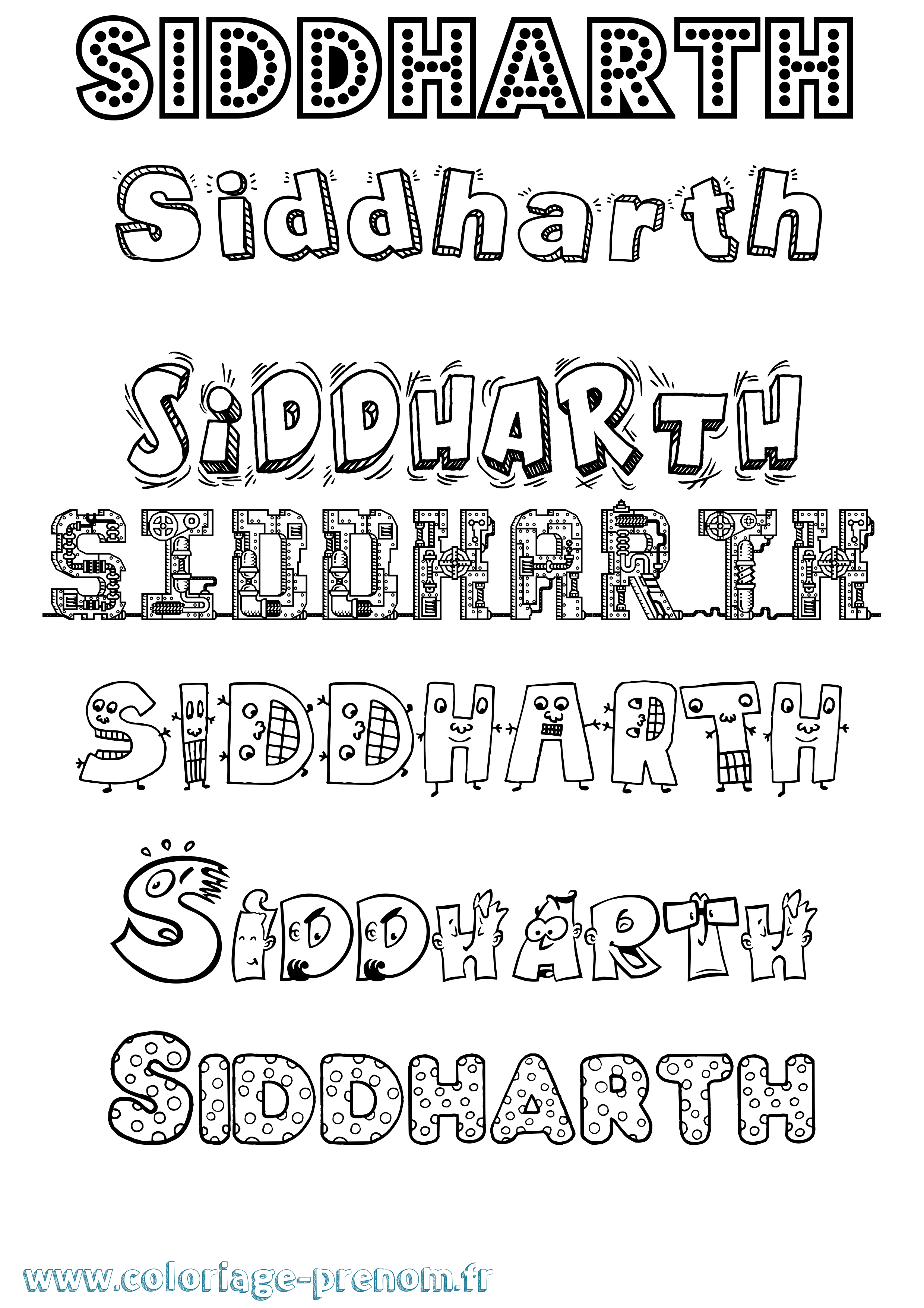 Coloriage Siddharth Fun Coloriage prénom Siddharth Fun