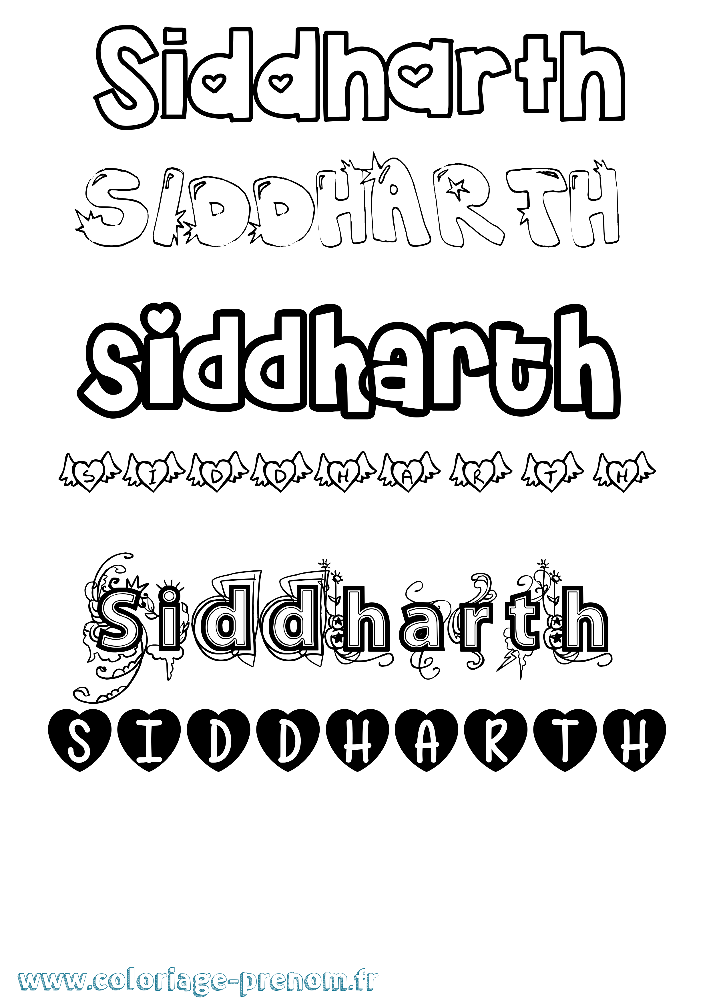 Coloriage Siddharth Girly Coloriage prénom Siddharth Girly