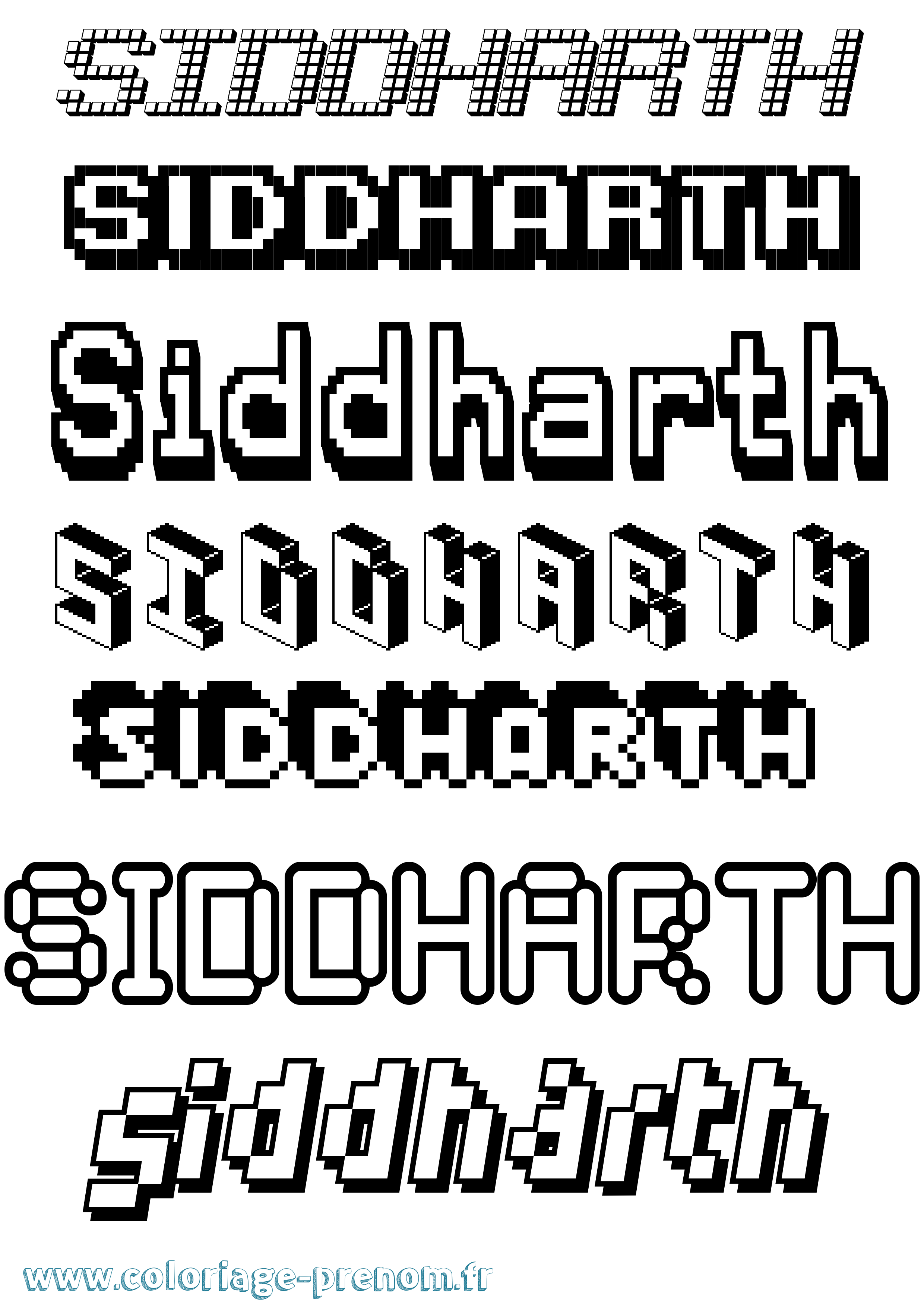 Coloriage Siddharth Pixel Coloriage prénom Siddharth Pixel